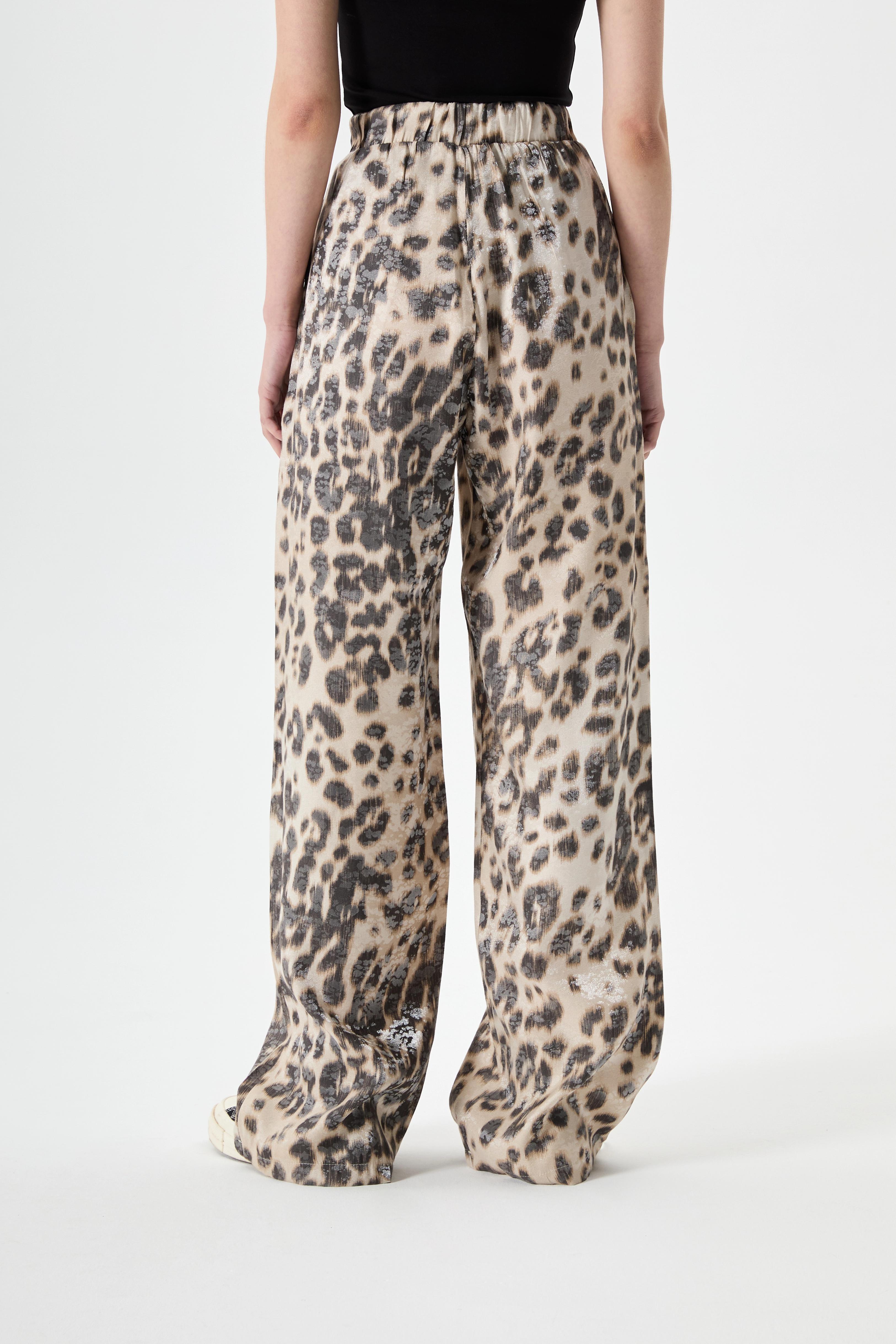 Leopar Desen Parlak Palazzo Pantolon