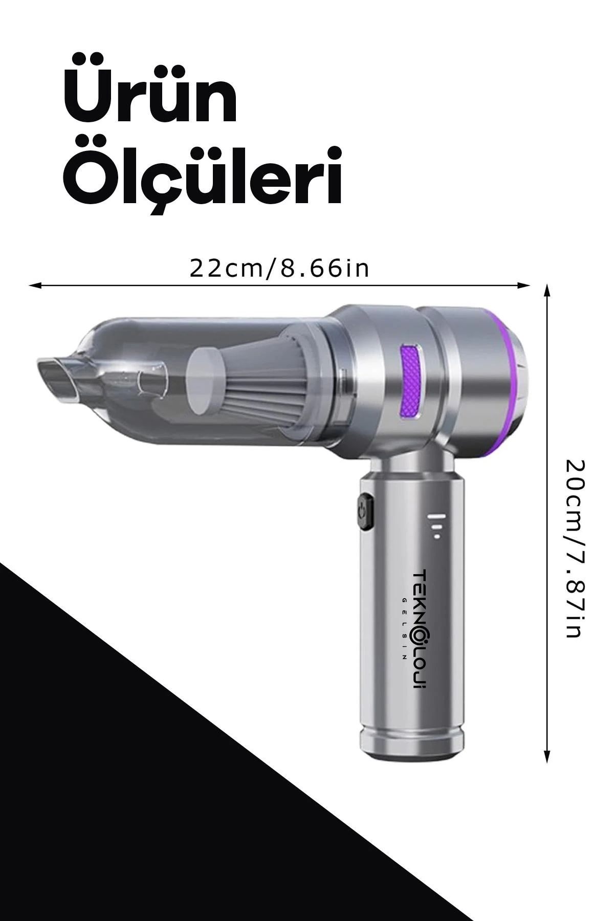 Araç İçi Süpürge El tipi Portatif 16.000 Pa Extra Vakum Güçlü ve Üflemeli 3 Kademeli