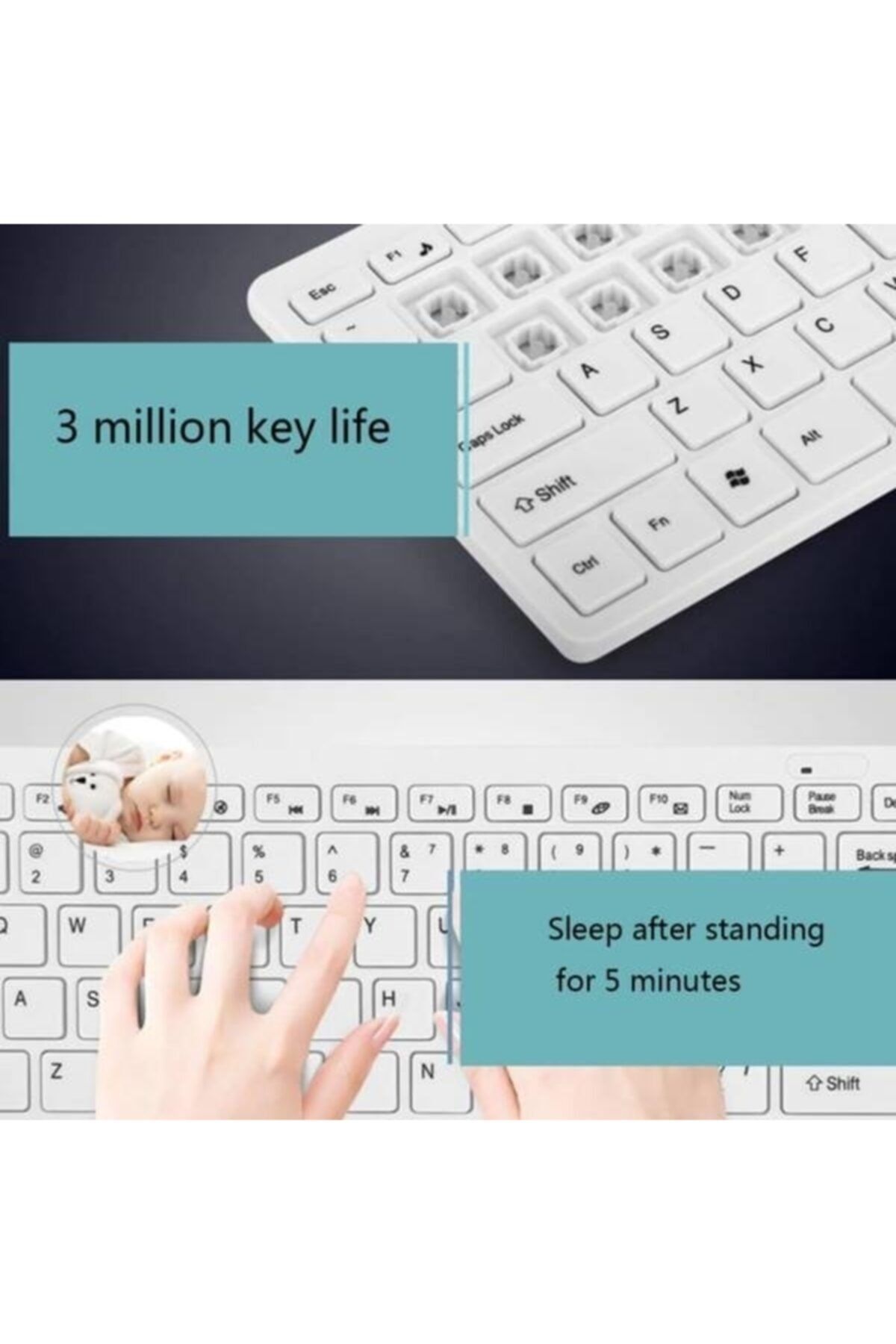 Pl-395 Mini Kablosuz Q Klavye Mouse Set Beyaz