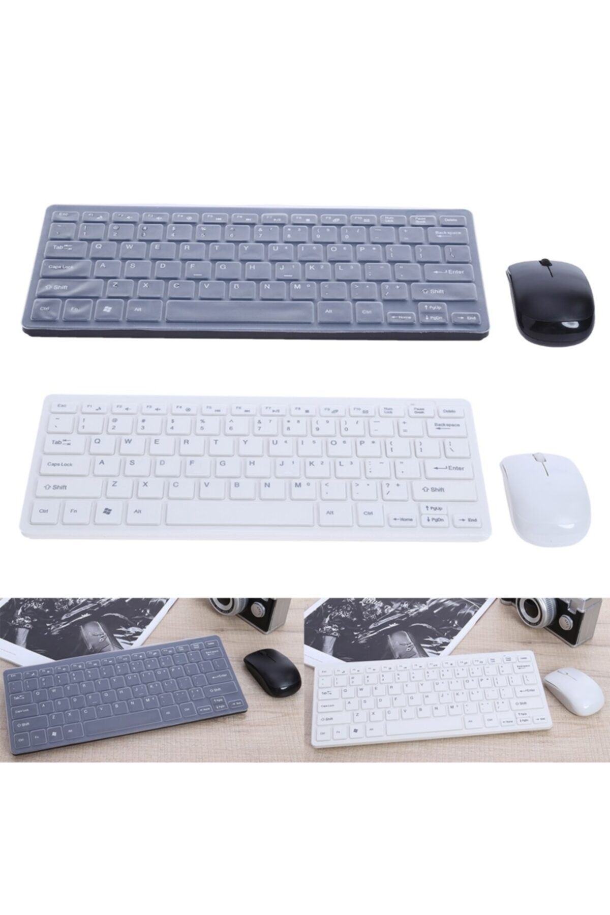Pl-395 Mini Kablosuz Q Klavye Mouse Set Beyaz