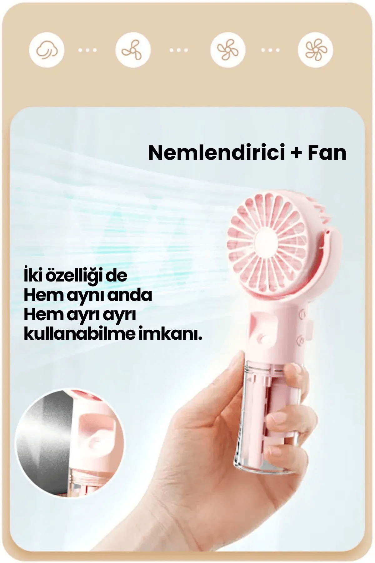 MİNİ EL FANI VE NEMLENDİRİCİ