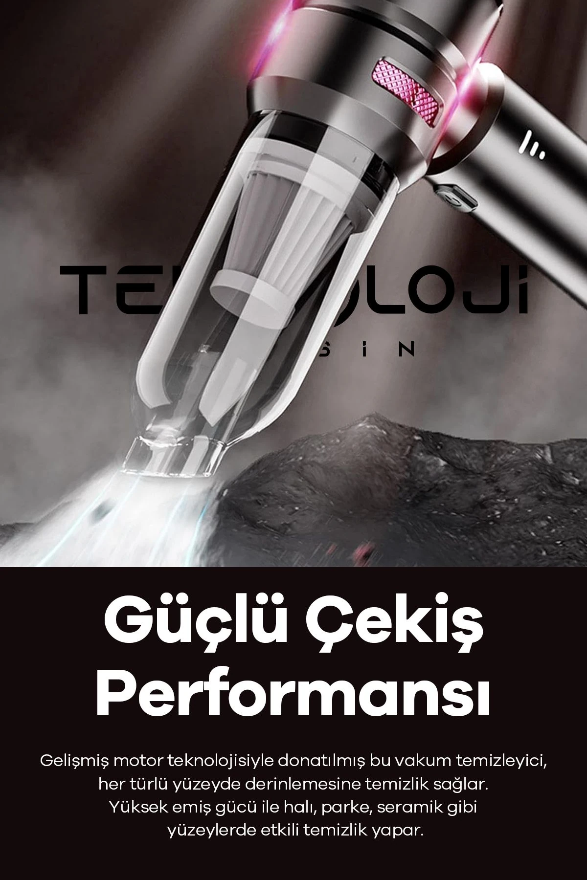 Araç İçi Süpürge El tipi Portatif 16.000 Pa Extra Vakum Güçlü ve Üflemeli 3 Kademeli