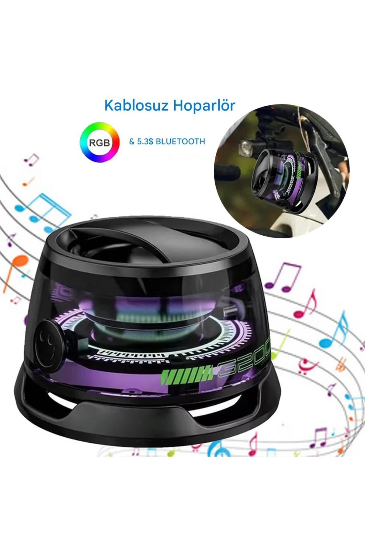 G200 RGB Işıklı 5W Manyetik Bluetooth Hoparlör Taşınabilir Speaker Telefon Stand