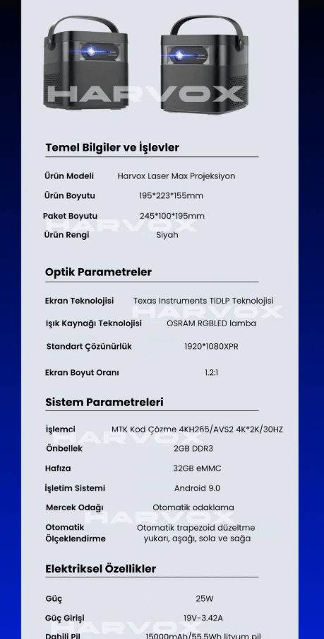 HARVOX Lazer Max Projeksiyon