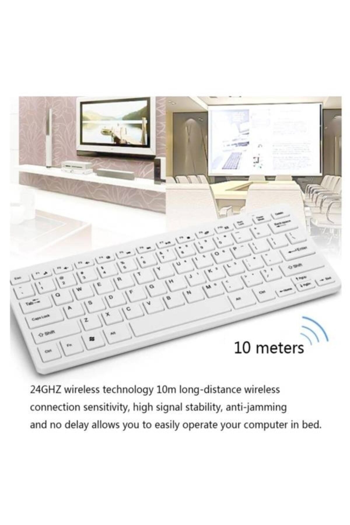 Pl-395 Mini Kablosuz Q Klavye Mouse Set Beyaz
