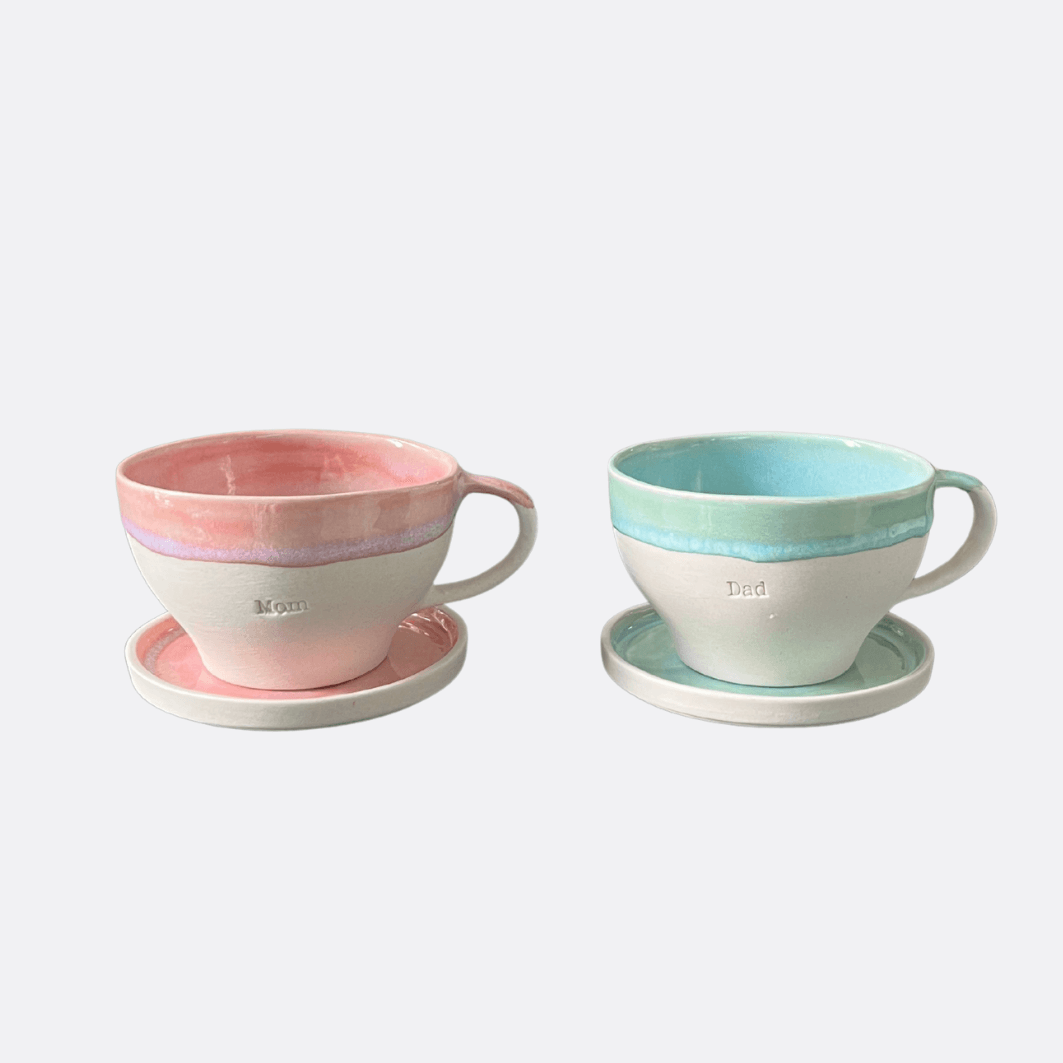 Mom&Dad Stoneware Tea Cup Set