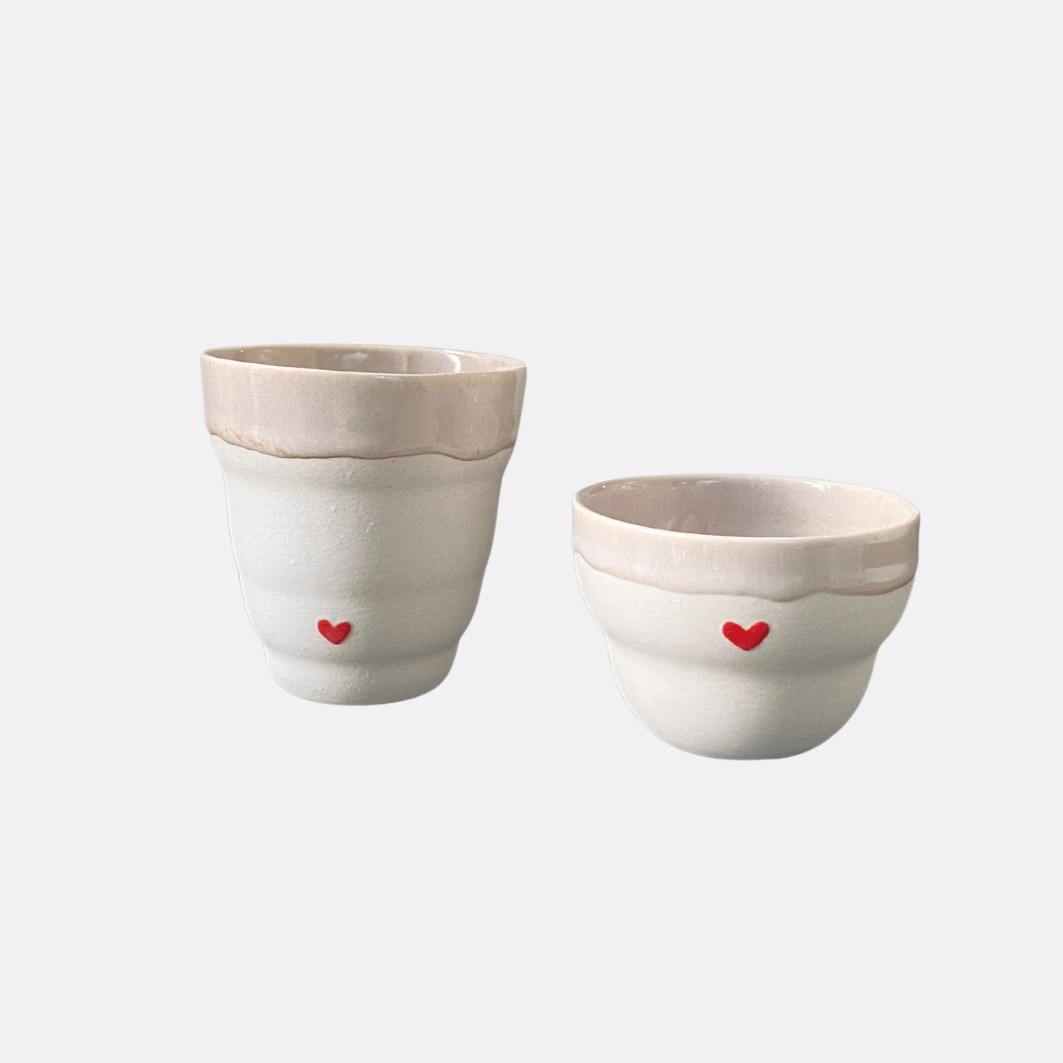 Beige Stoneware 2'li Bubble Fincan Seti