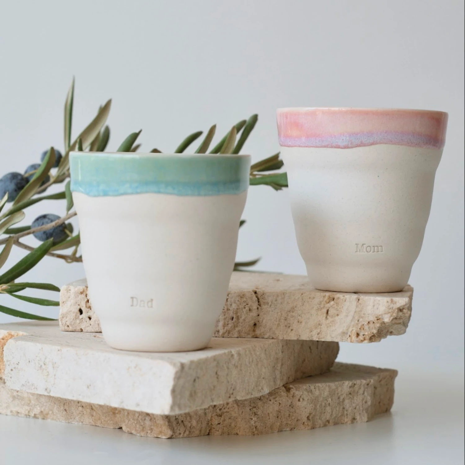 Mom & Dad Stoneware Bubble Mug Set