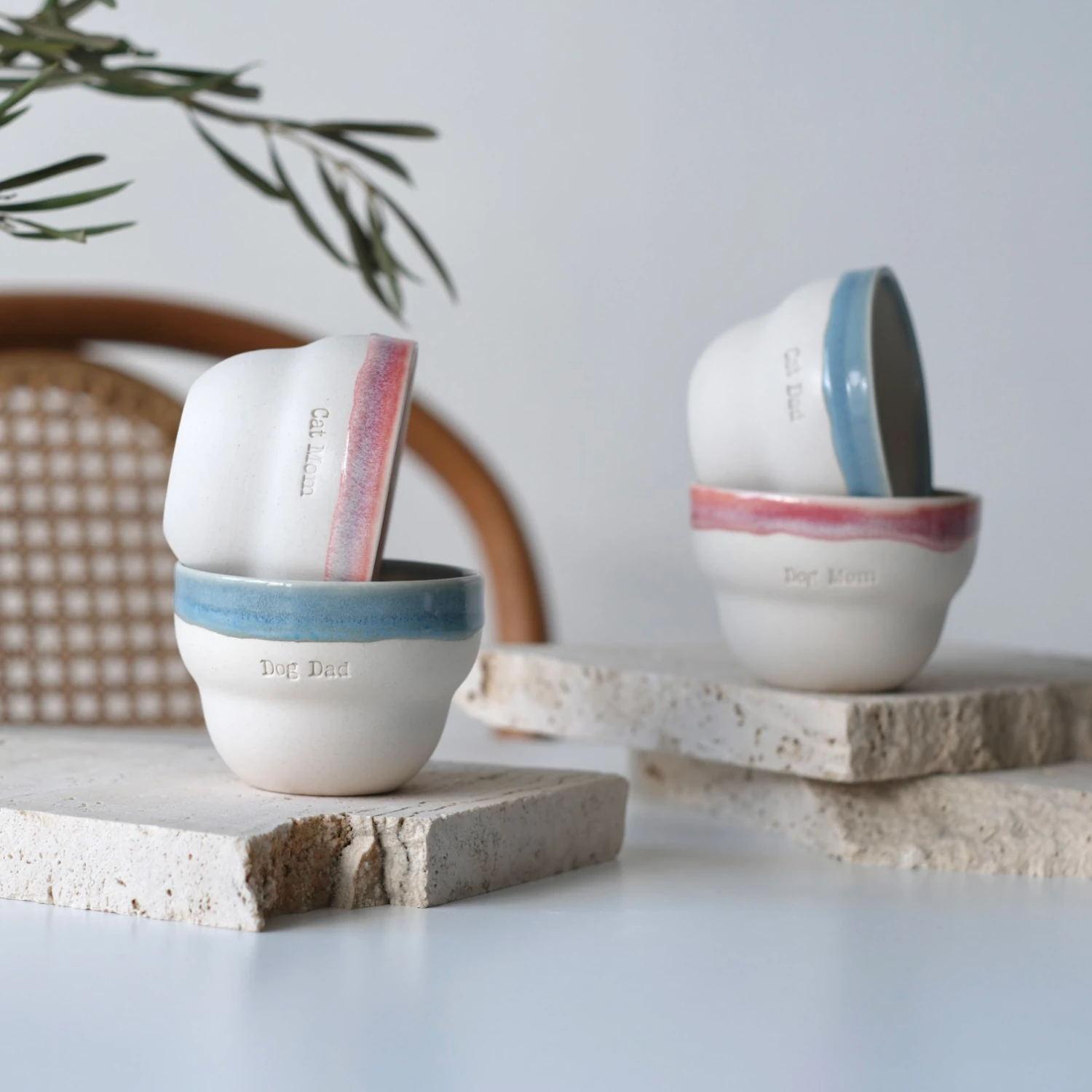 Dog Mom&Dad Stoneware Bubble Mug 2'li Set