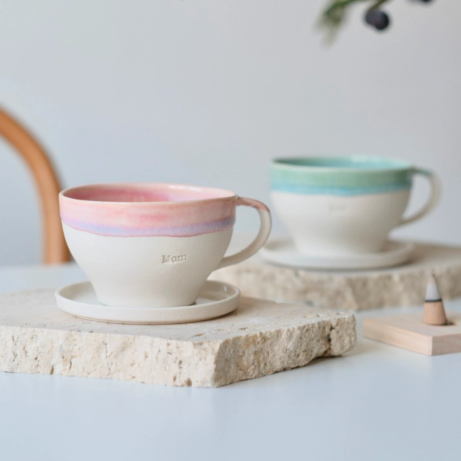 Mom Stoneware Tea Cup Set