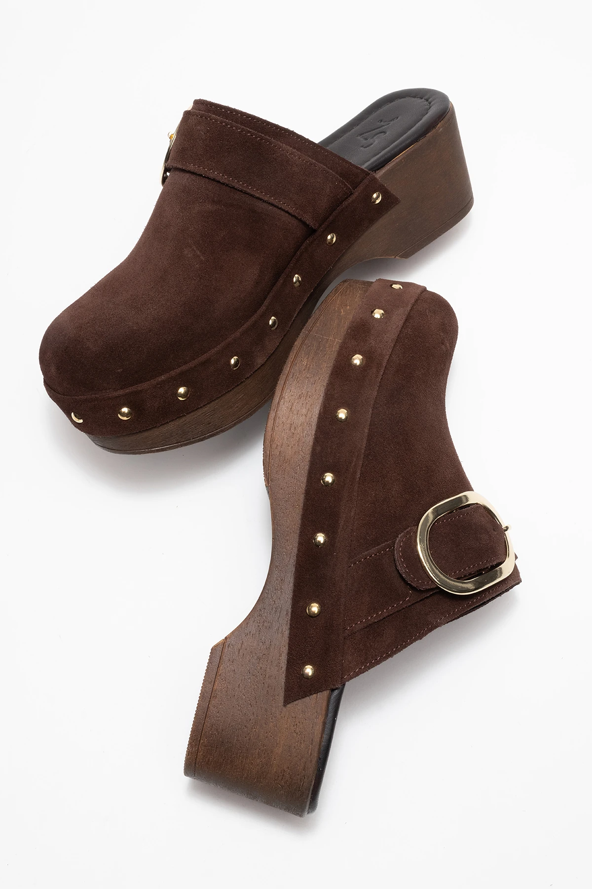 Sylive Kadın Deri Takunya Terlik Kahve Süet