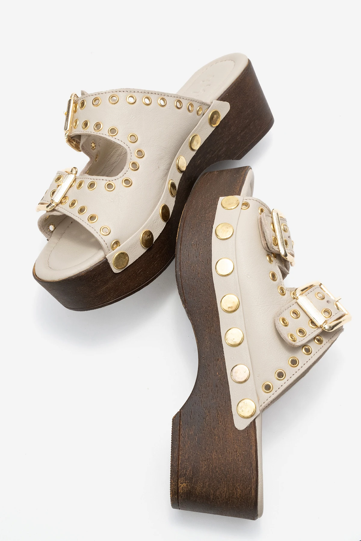 Sandira Kadın Deri Takunya Sandalet Bej