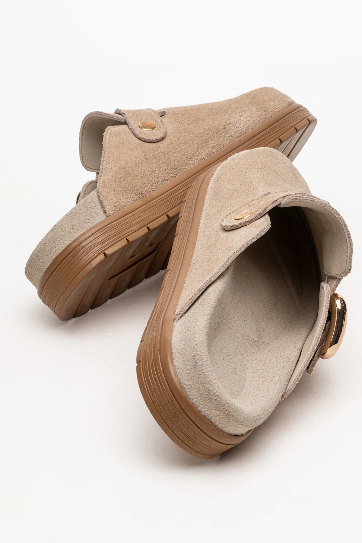 Elnad Kadın Deri Terlik Bej Süet