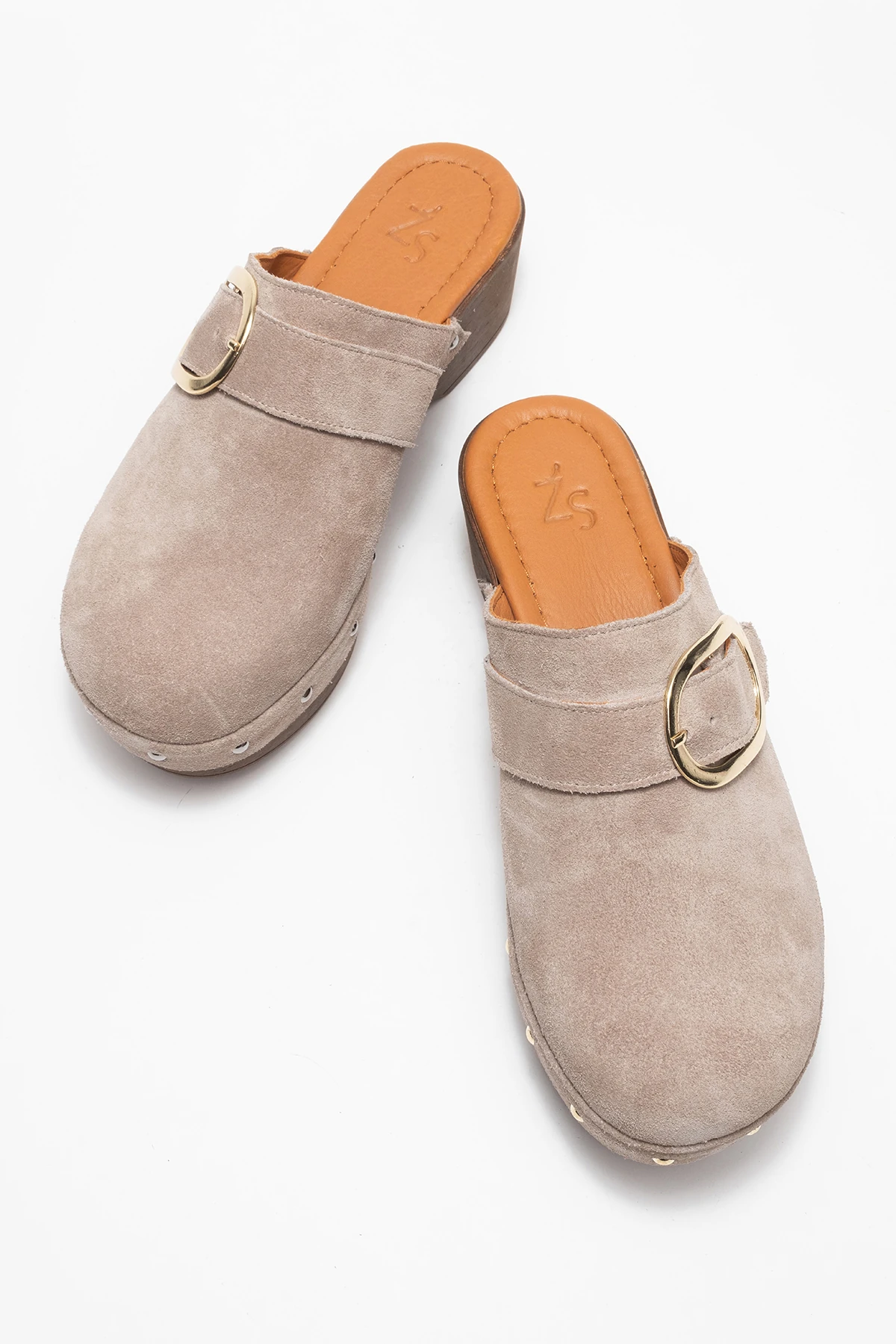 Sylive Kadın Deri Takunya Terlik Vizon Süet