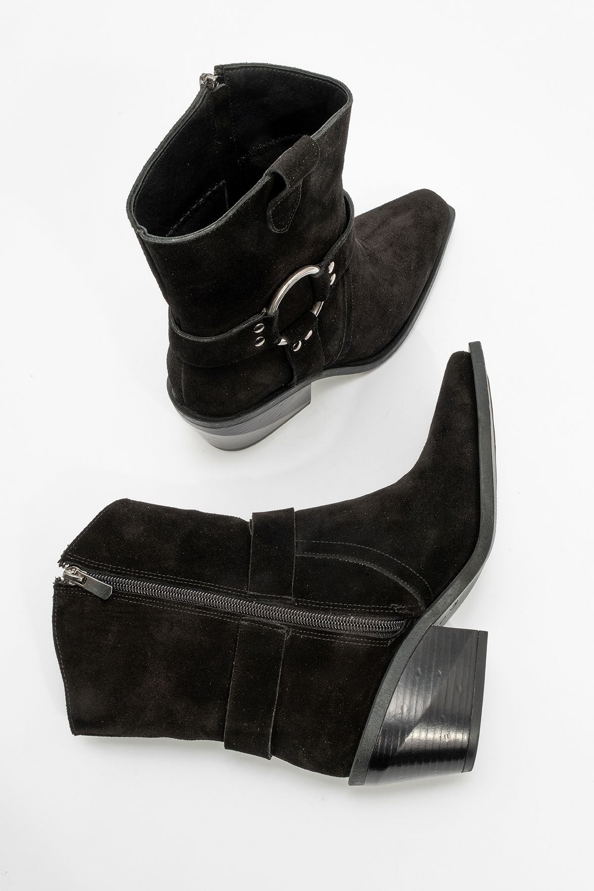 Fandel Deri Kadın Bot Siyah Süet