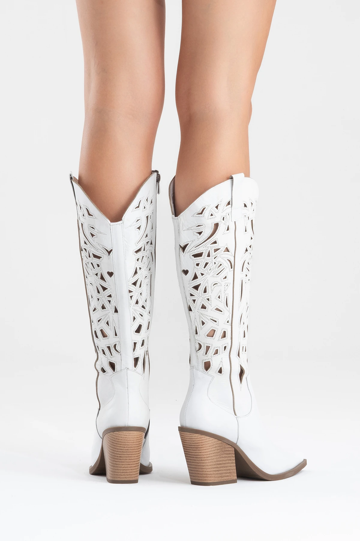 Harlina Kadın Hakiki Deri Beyaz Western Bot