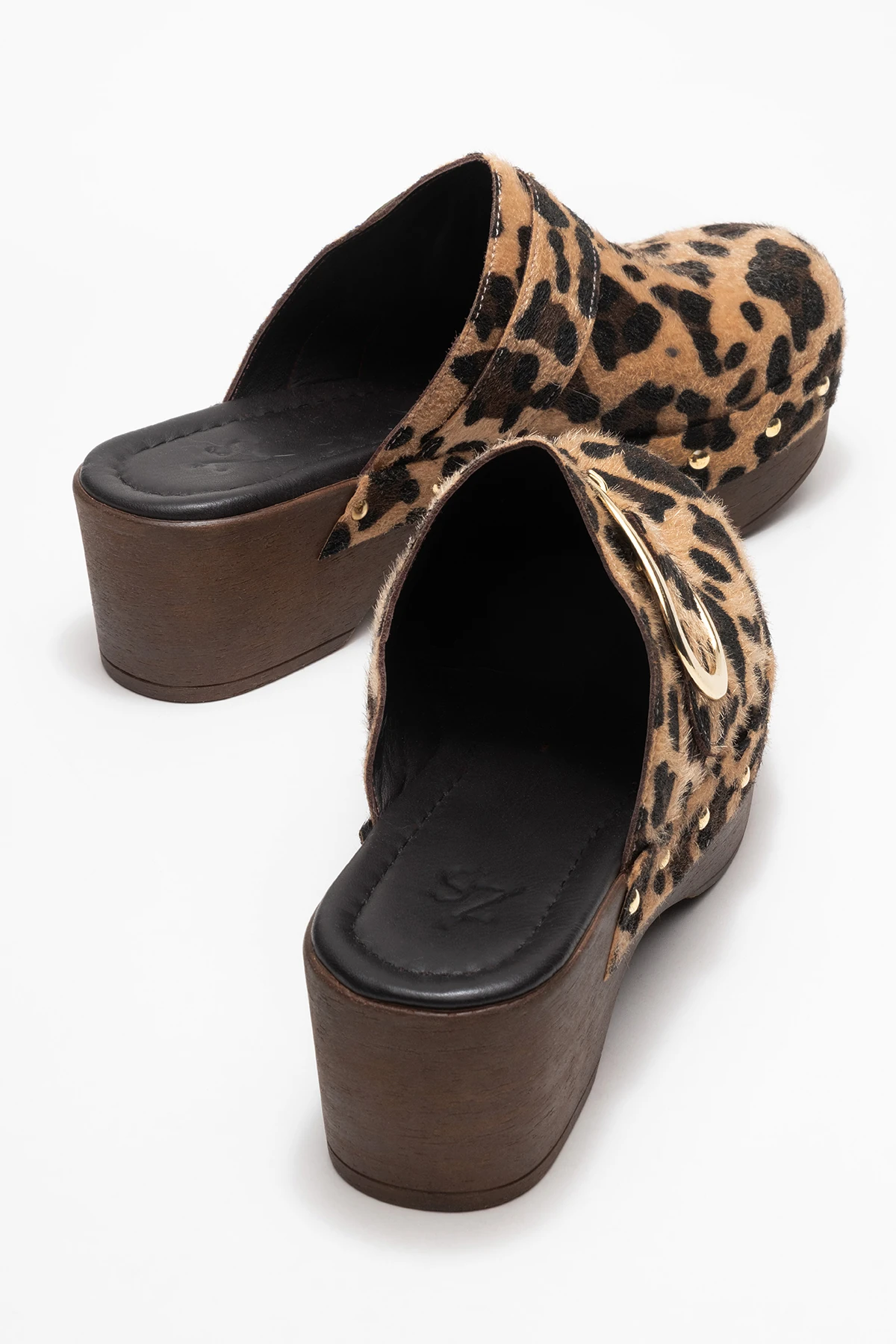 Sylive Kadın Deri Takunya Terlik Leopar