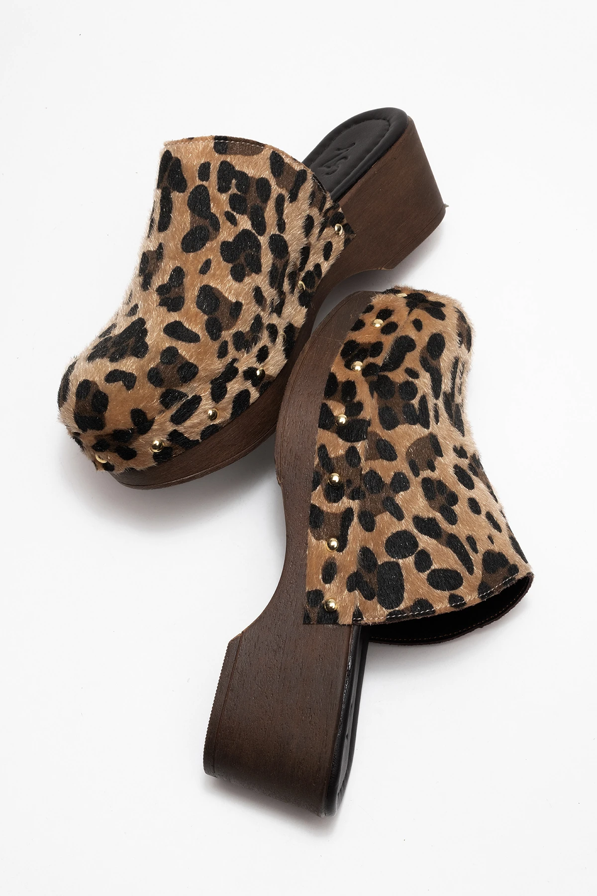Serviola Kadın Deri Takunya Sandalet Leopar