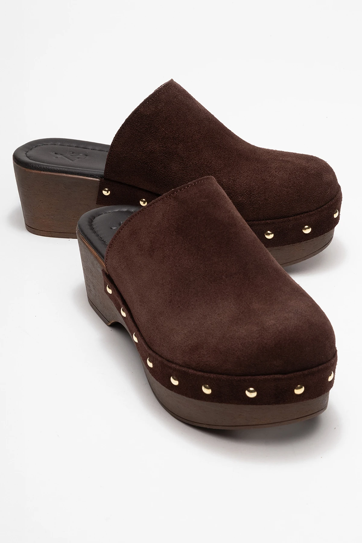 Serviola Kadın Deri Takunya Sandalet Kahve Süet