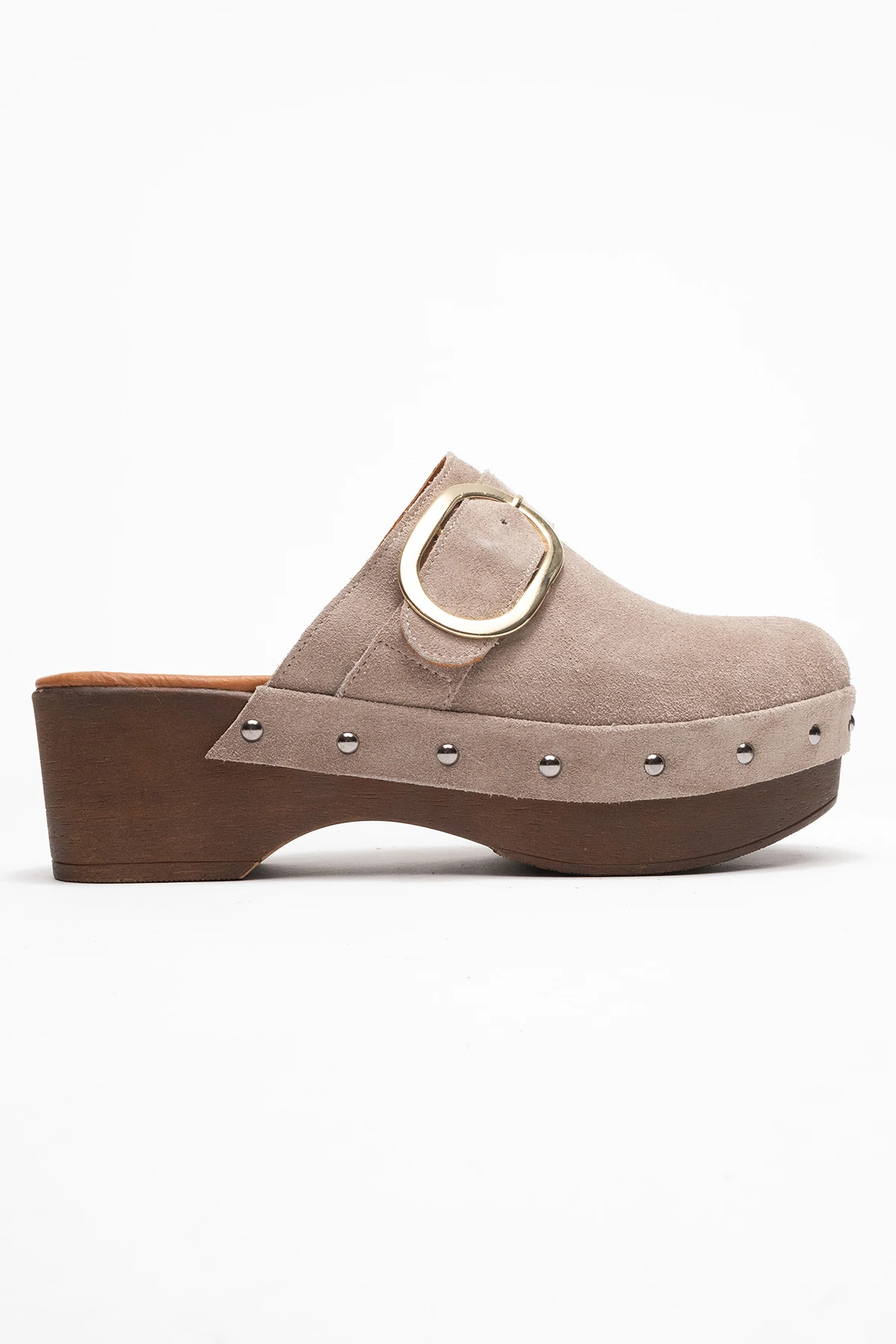 Sylive Kadın Deri Takunya Terlik Vizon Süet