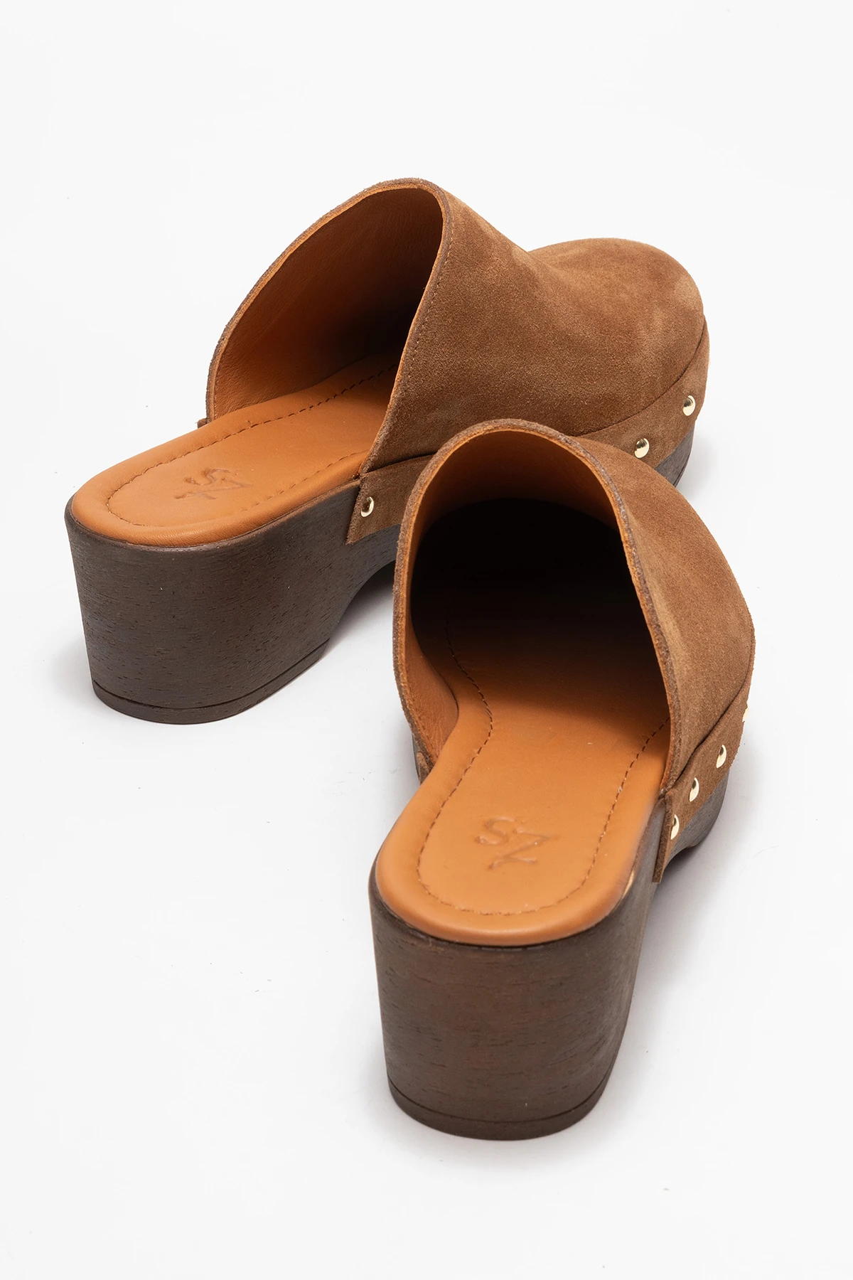 Serviola Kadın Deri Takunya Sandalet Taba Süet