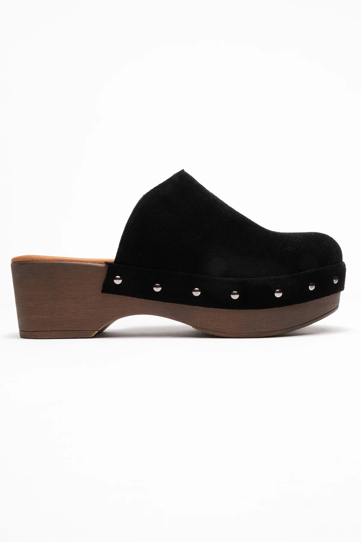 Serviola Kadın Deri Takunya Sandalet Siyah Süet