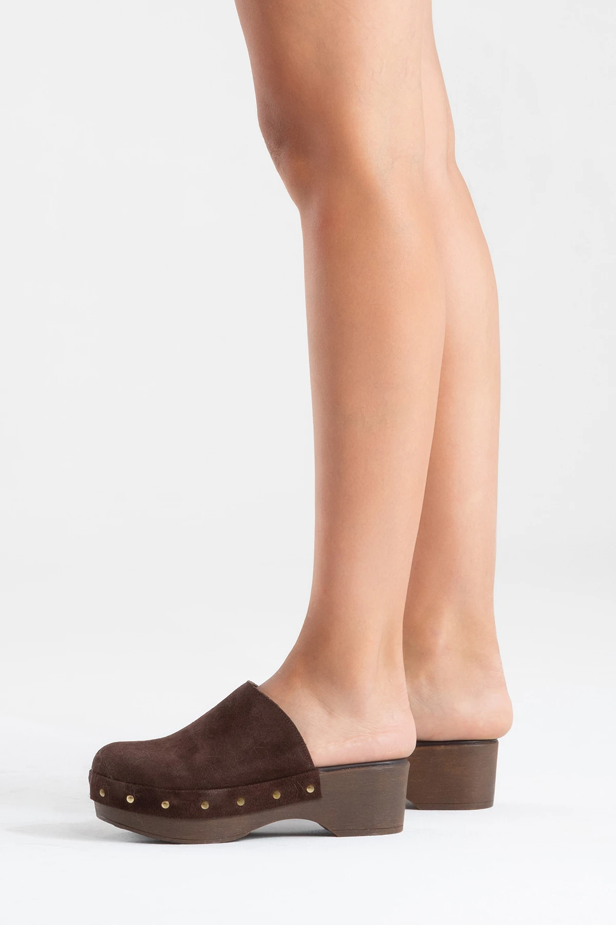 Serviola Kadın Deri Takunya Sandalet Kahve Süet