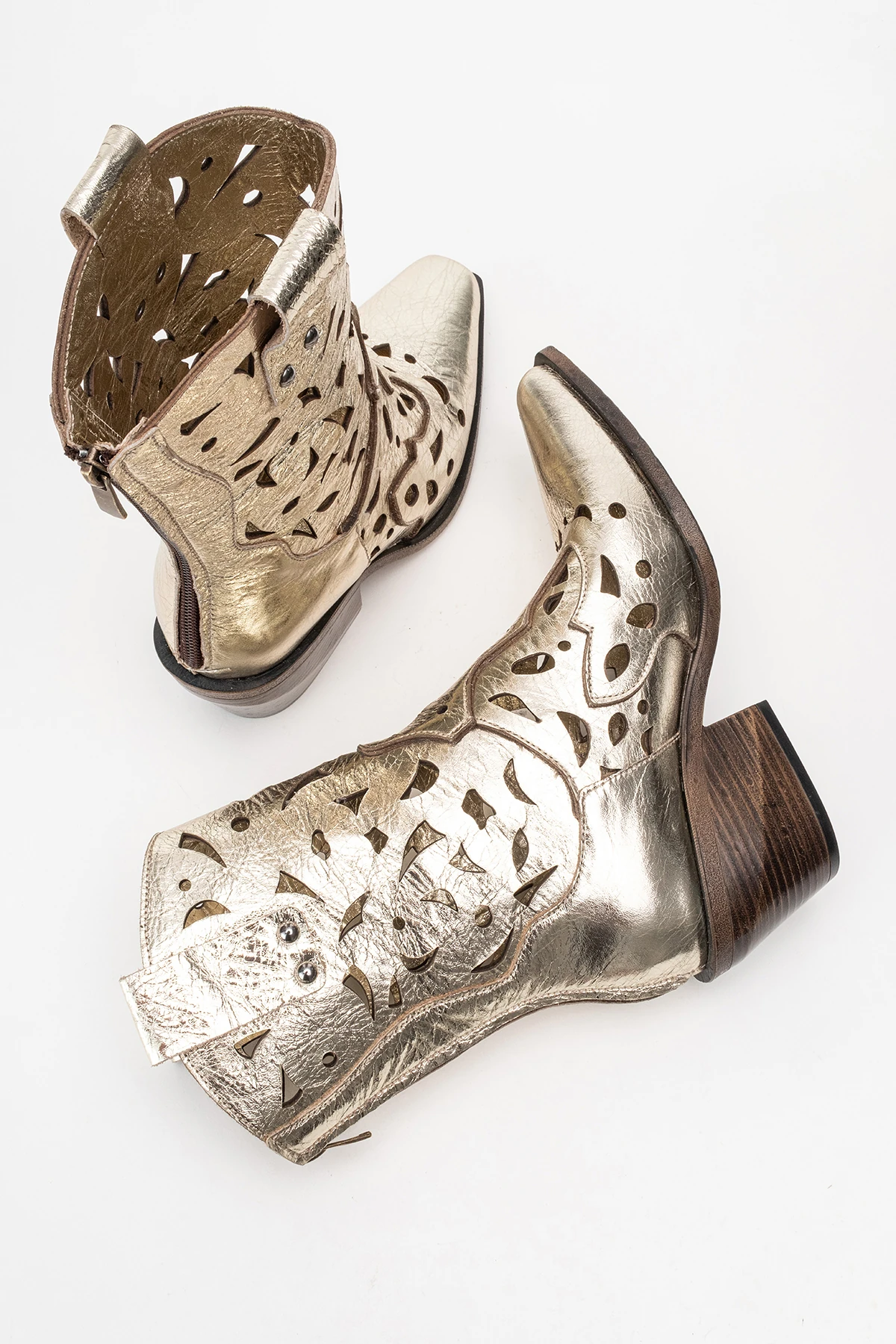 Heydelin Kadın Hakiki Deri Dore  Western Bot