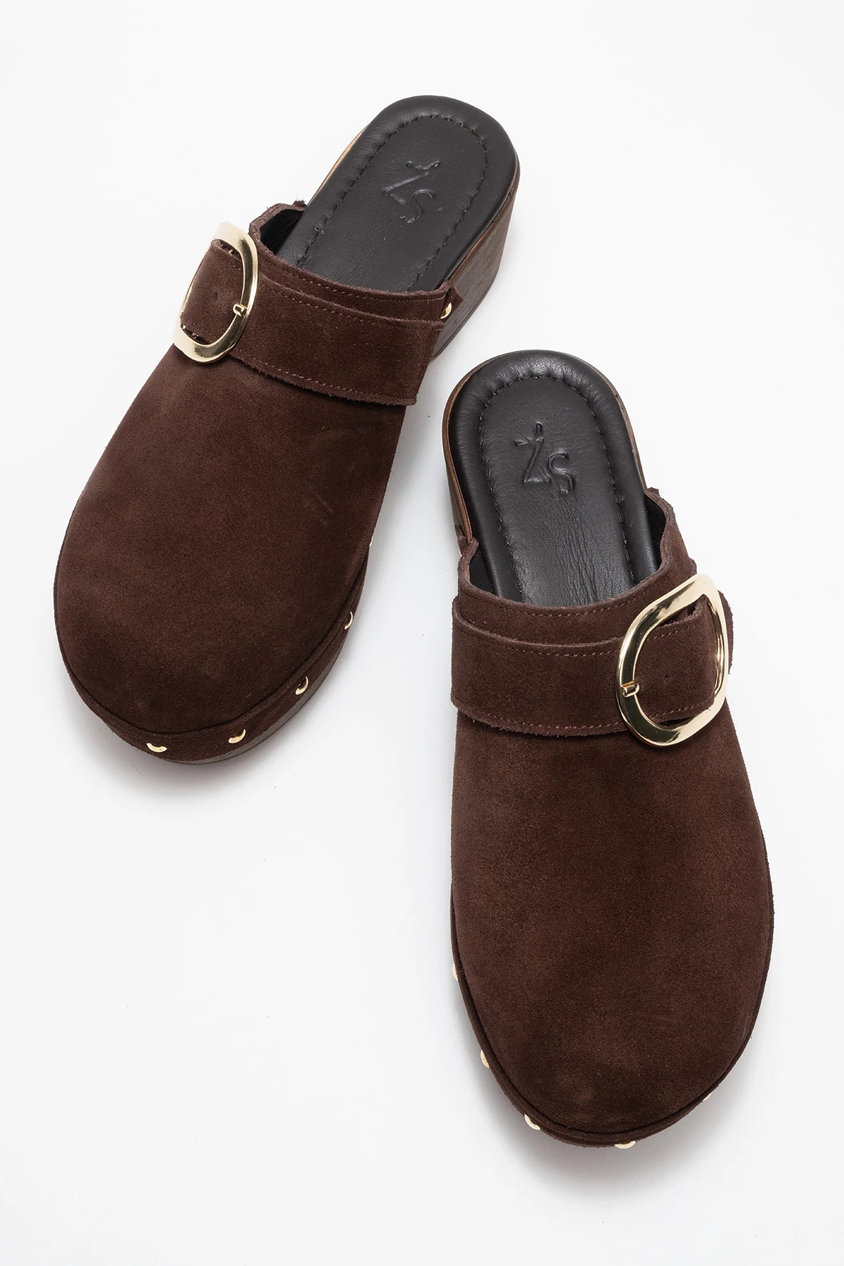 Sylive Kadın Deri Takunya Terlik Kahve Süet