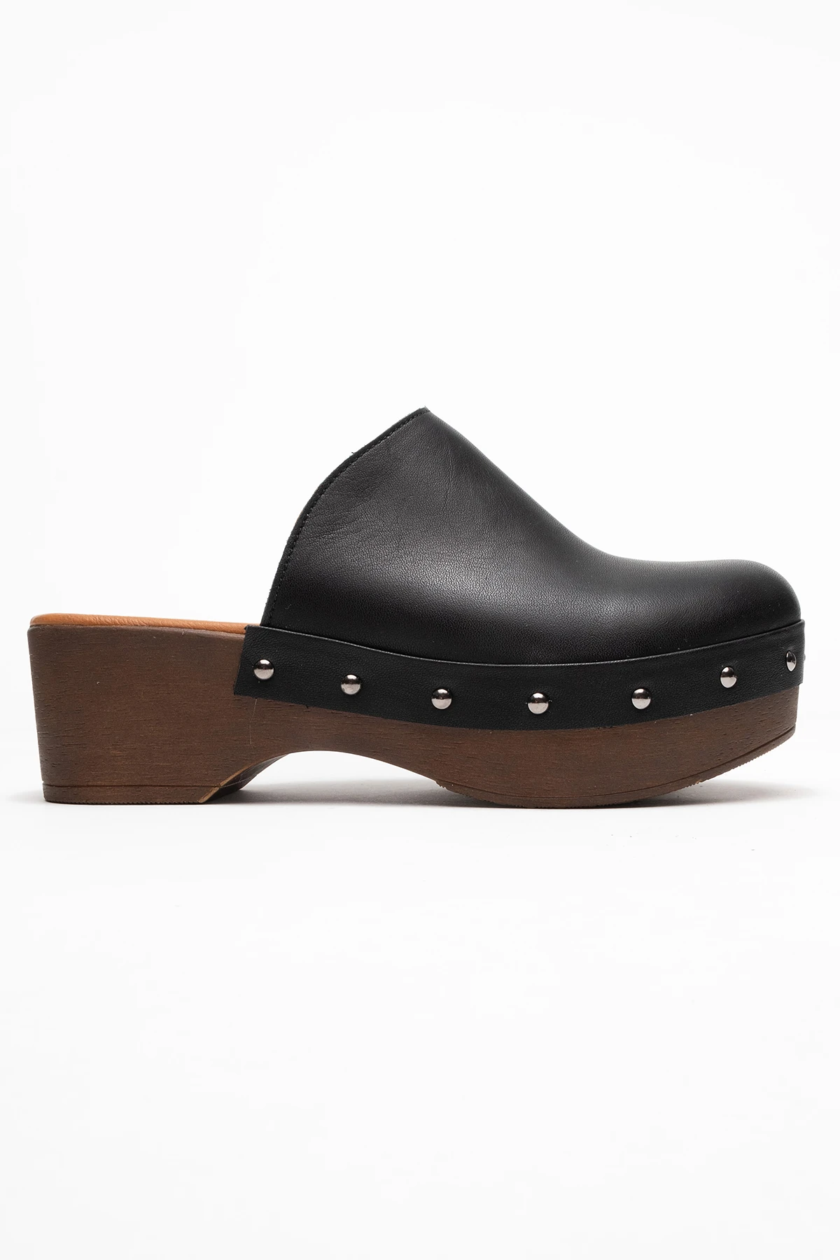 Serviola Kadın Deri Takunya Sandalet Siyah