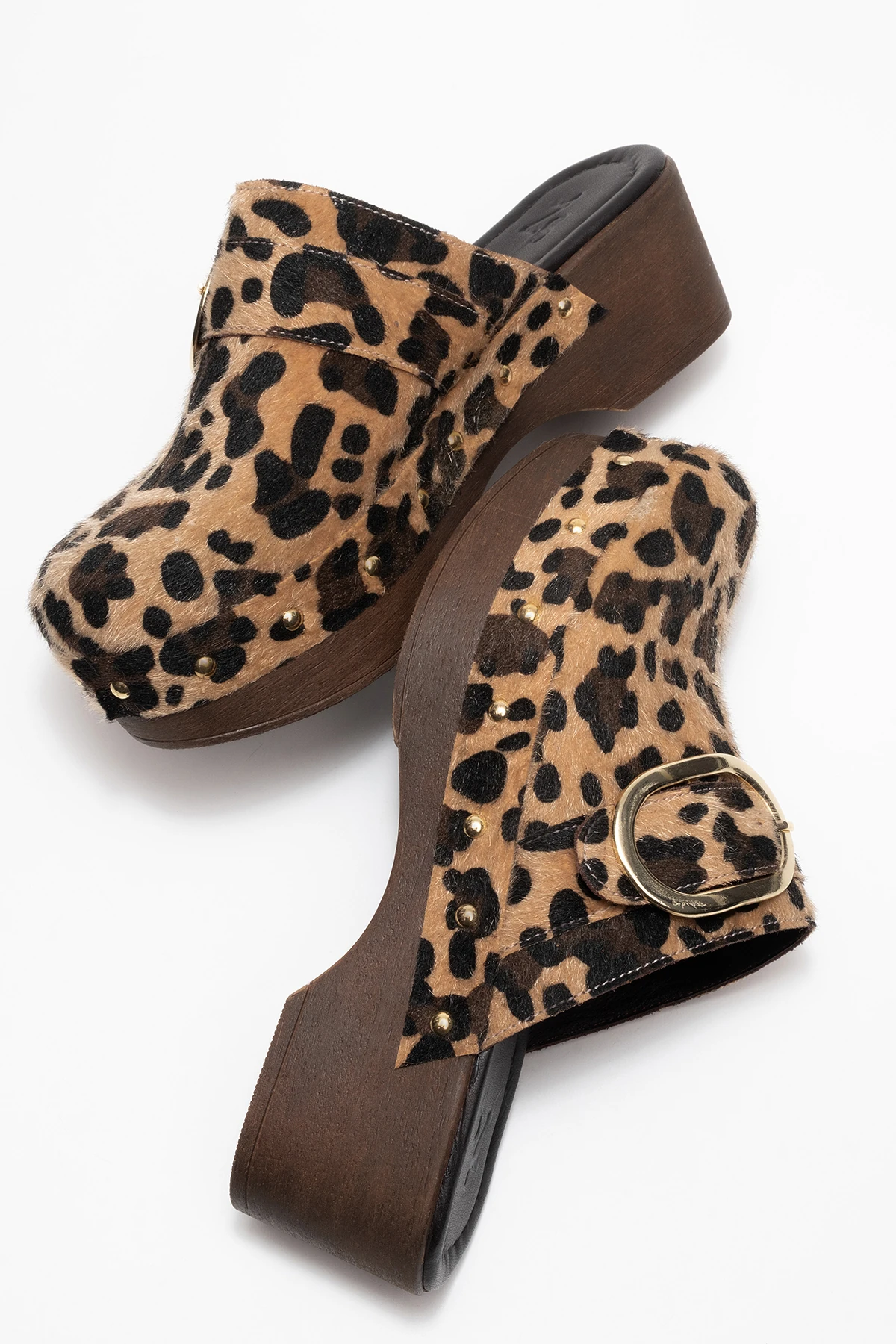 Sylive Kadın Deri Takunya Terlik Leopar