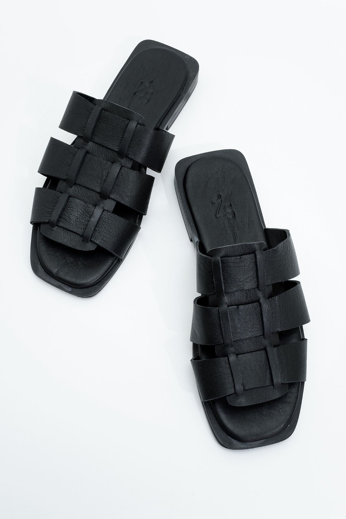 Henny Kadın Deri Terlik Siyah