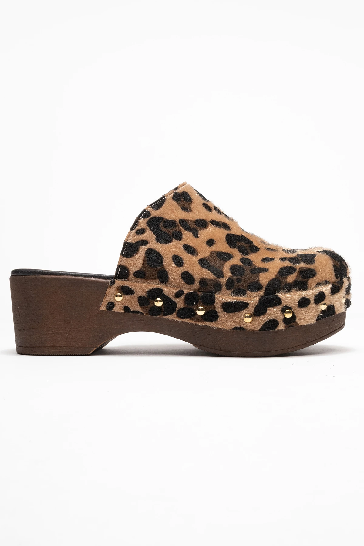 Serviola Kadın Deri Takunya Sandalet Leopar