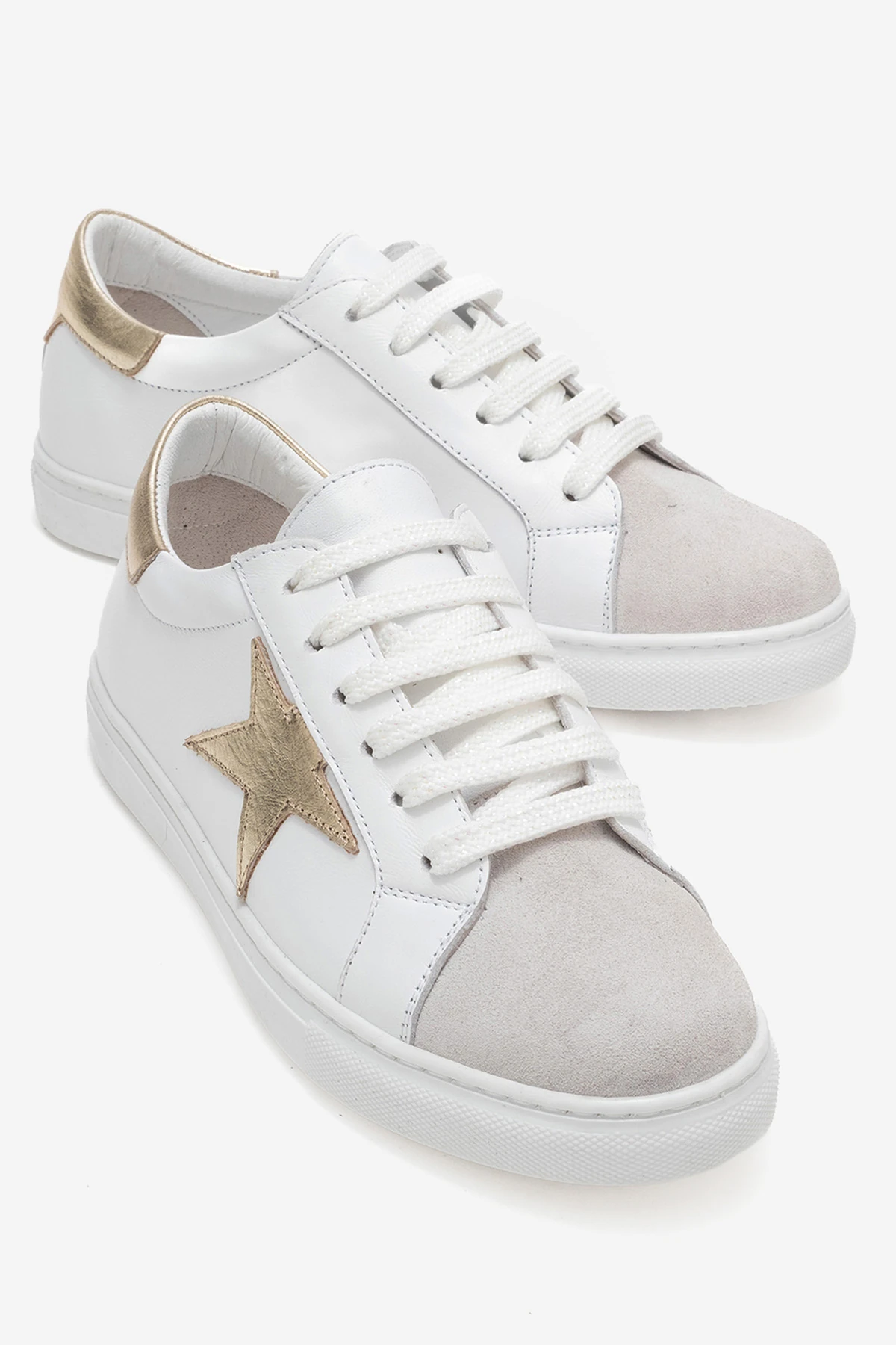 Brendon Kadın Spor Ayakkabı Beyaz-Beyazsüet-Dore