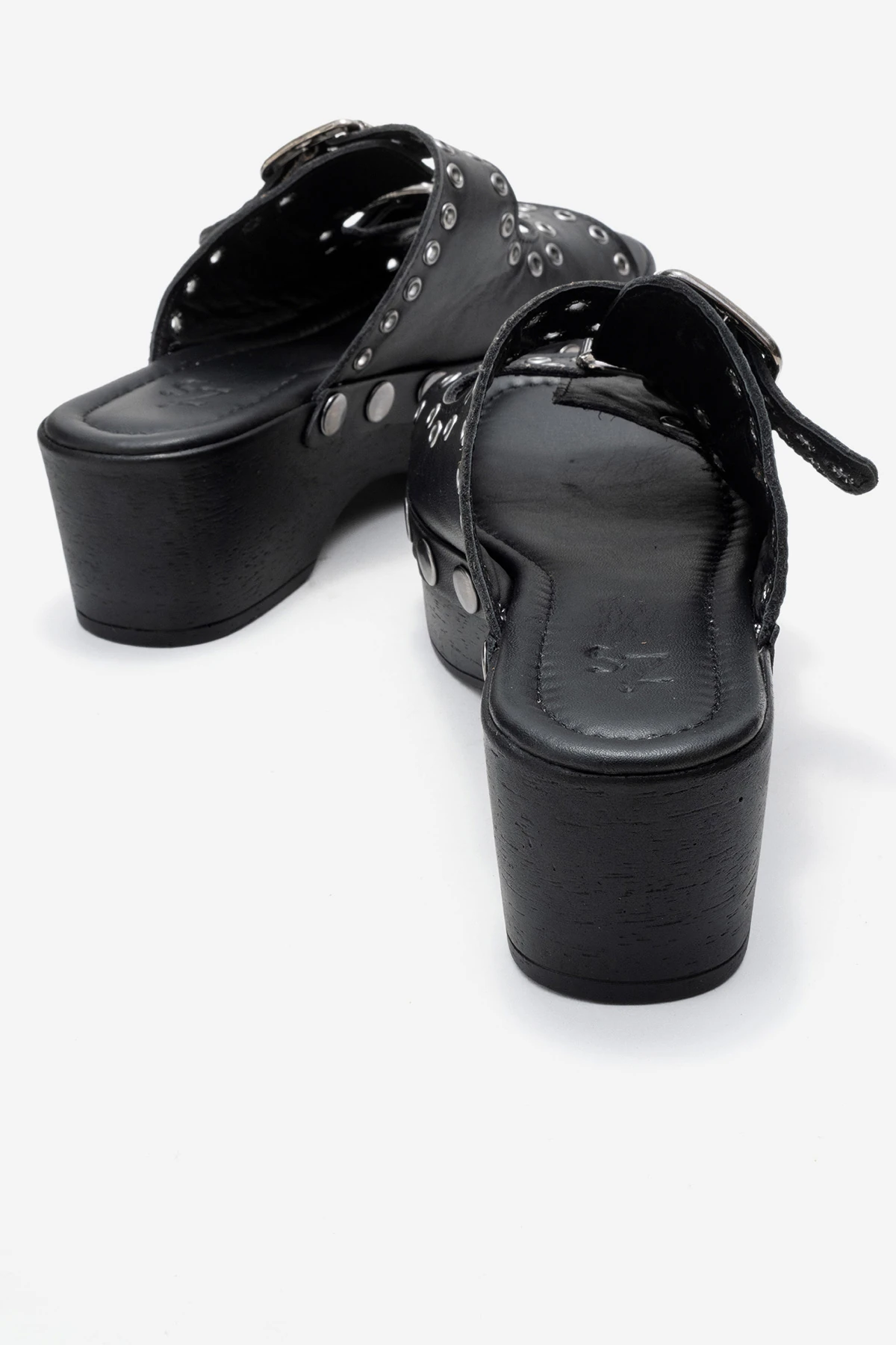 Sandira Kadın Deri Takunya Sandalet Siyah