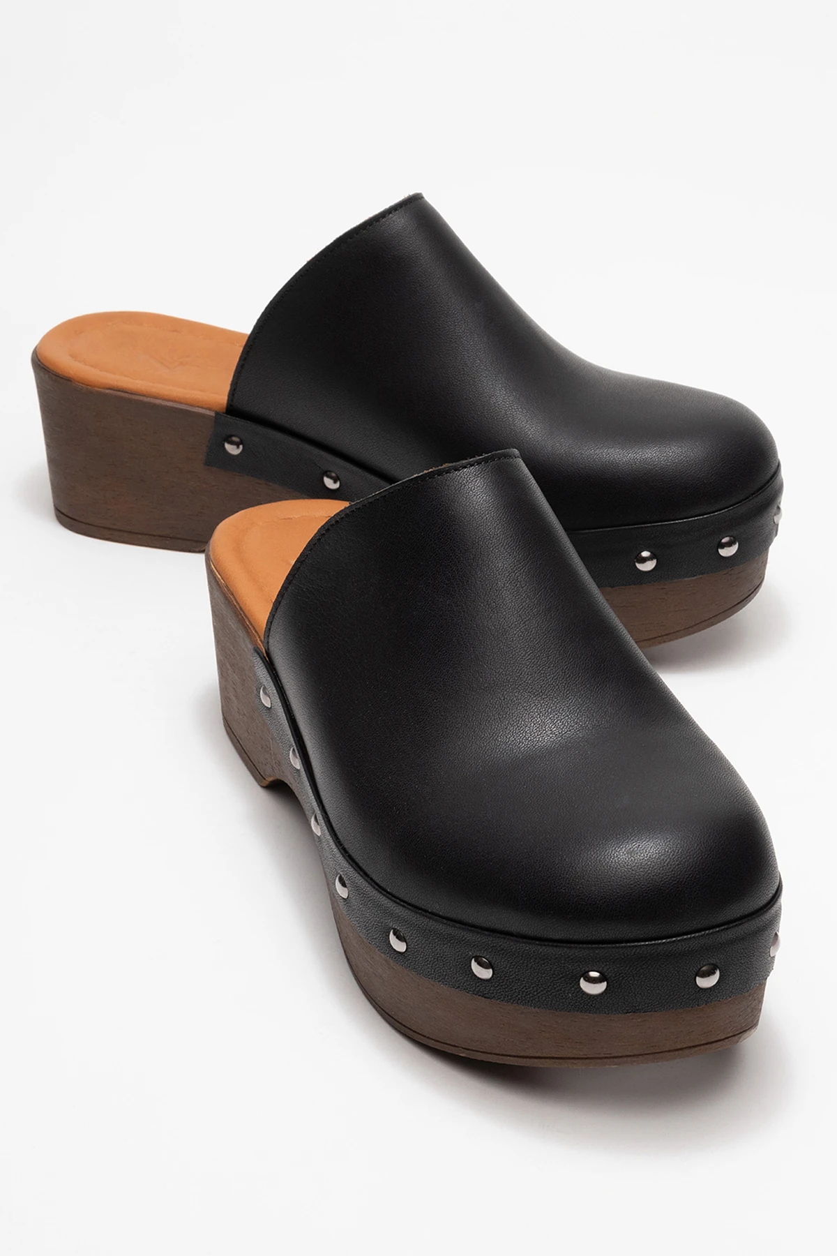 Serviola Kadın Deri Takunya Sandalet Siyah