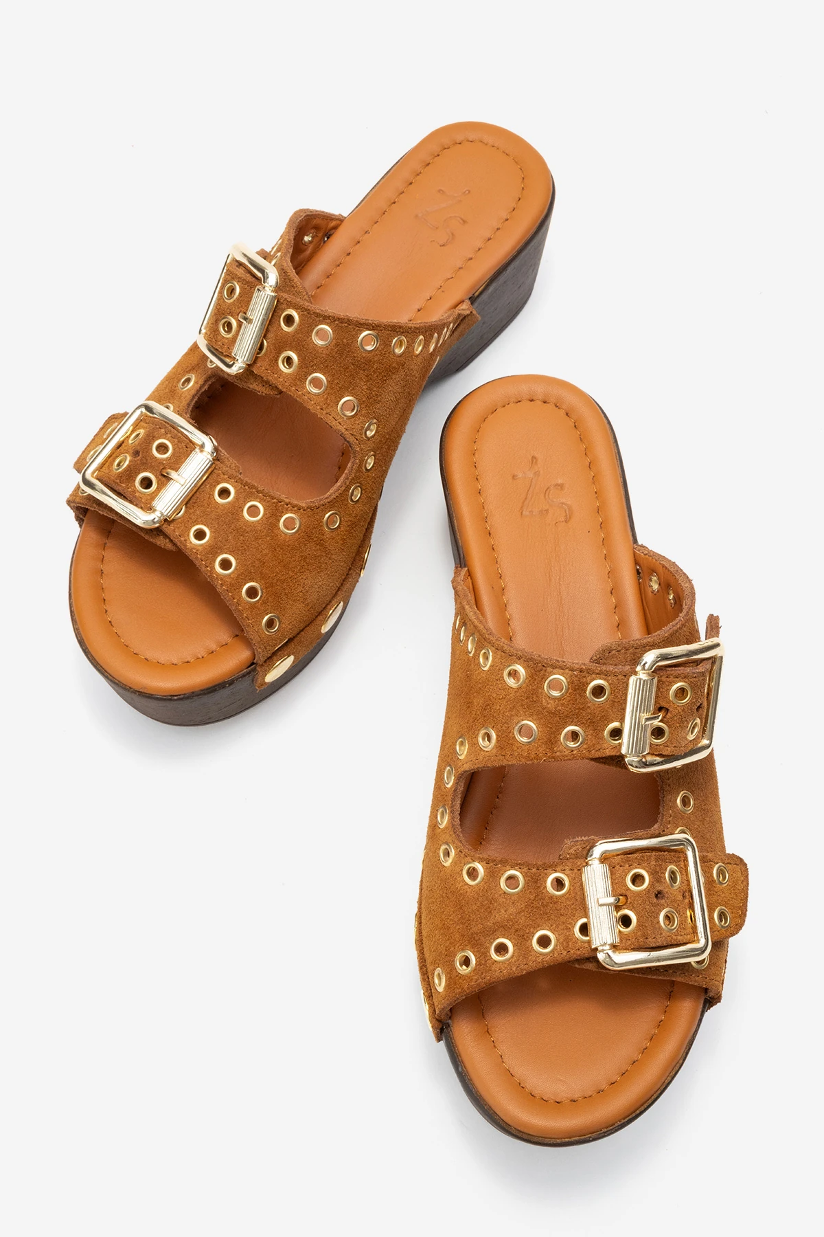 Sandira Kadın Deri Takunya Sandalet Taba Süet