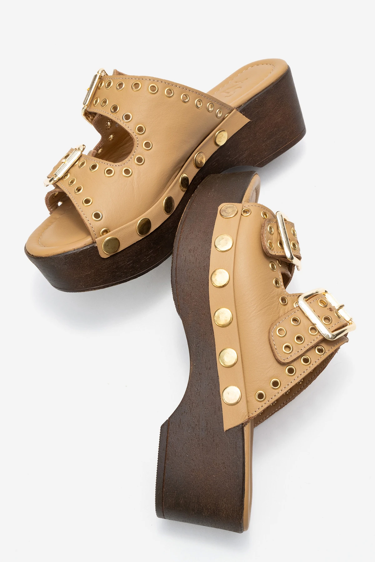 Sandira Kadın Deri Takunya Sandalet Karamel