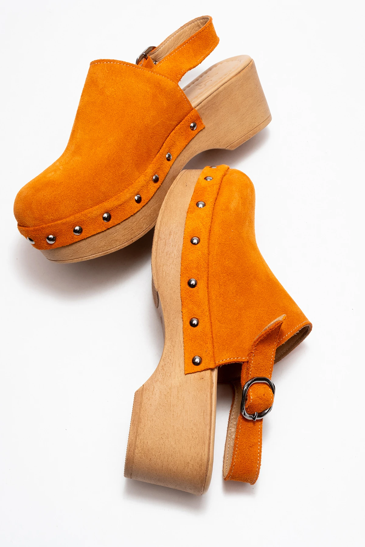 Aliva Kadın Deri Takunya Sandalet Oranj Süet