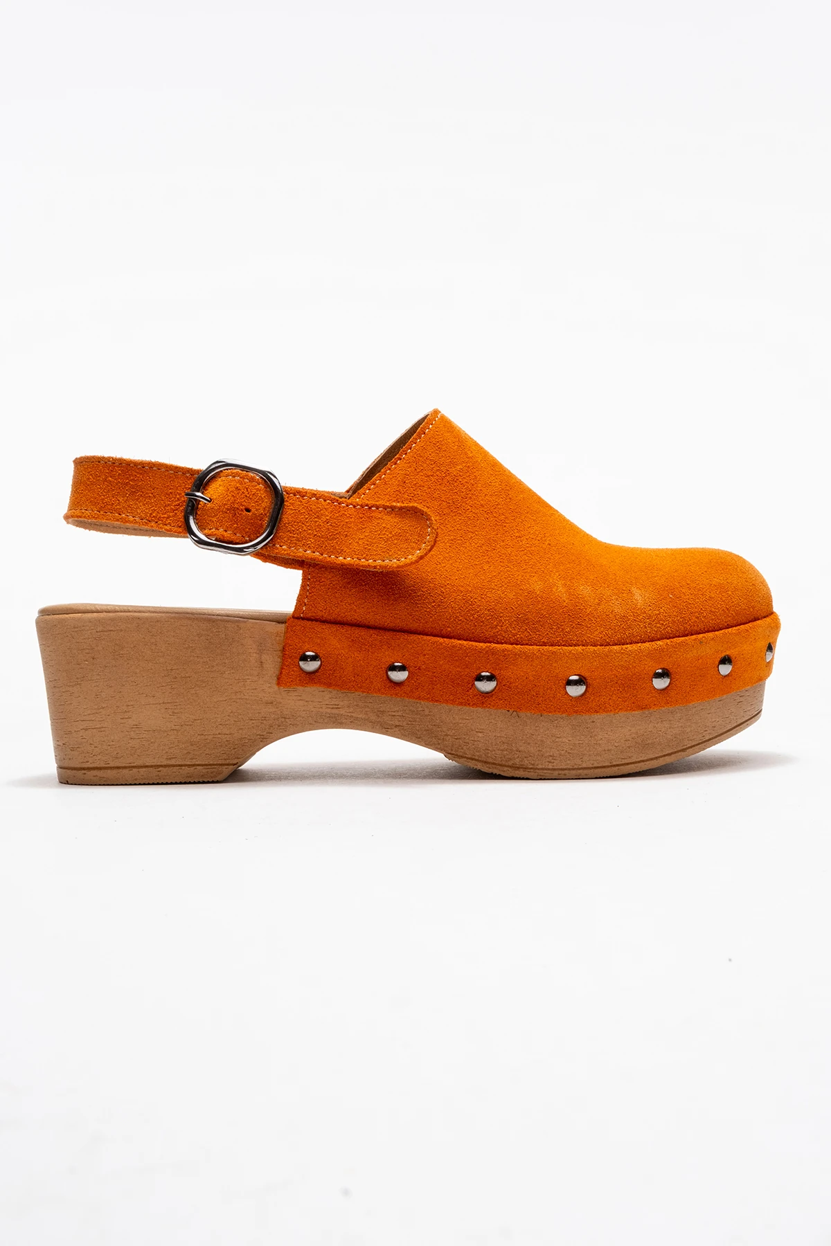 Aliva Kadın Deri Takunya Sandalet Oranj Süet