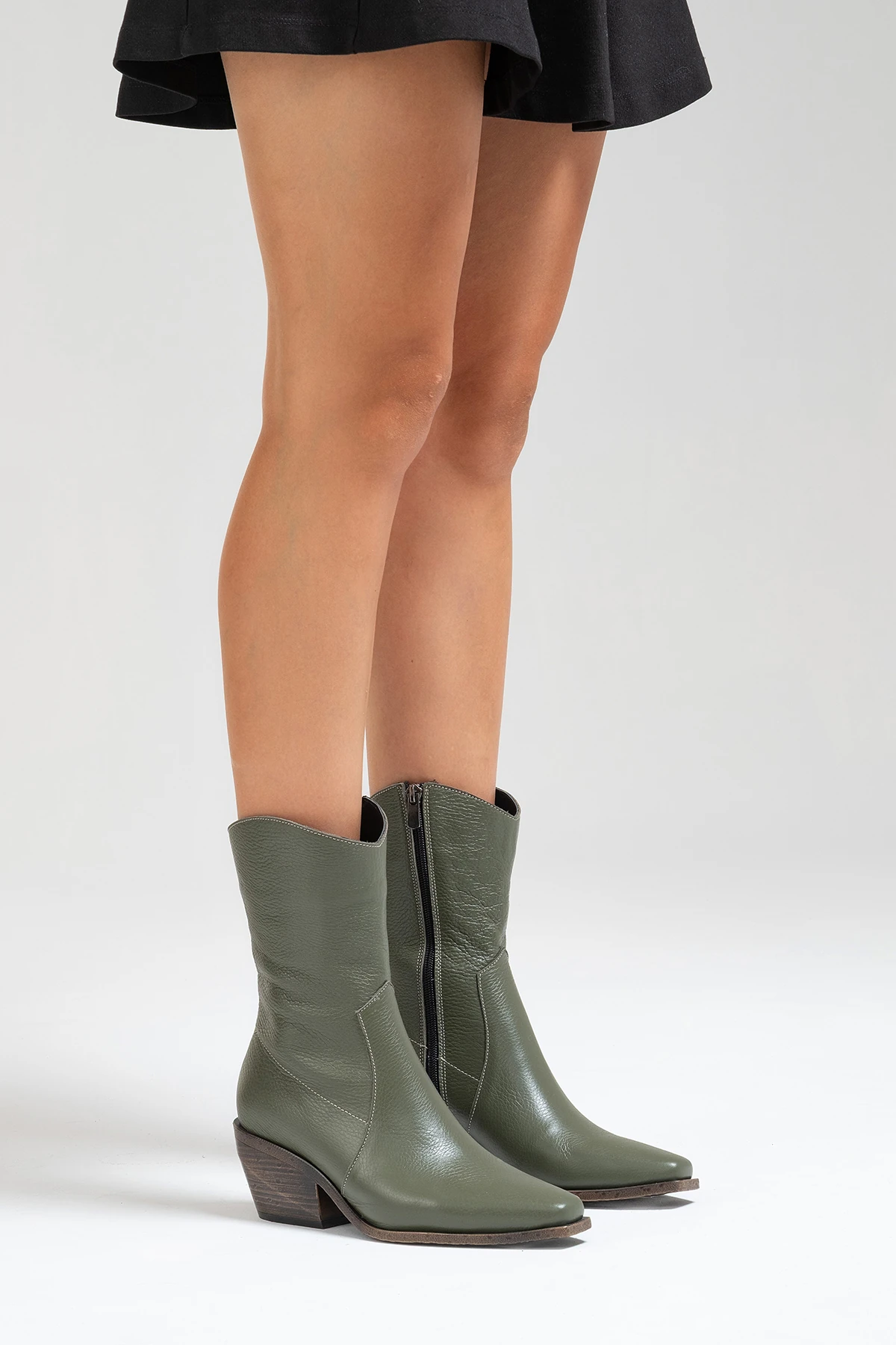 Farly Deri Kadın Bot Haki