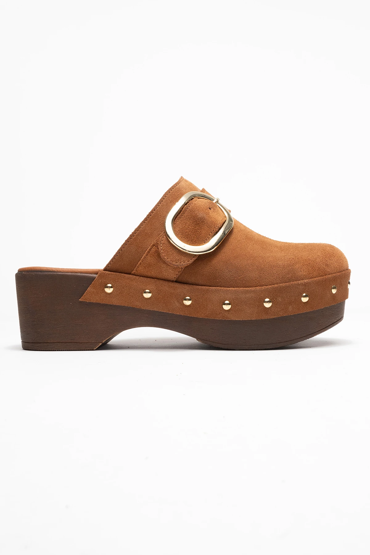 Sylive Kadın Deri Takunya Terlik Taba Süet