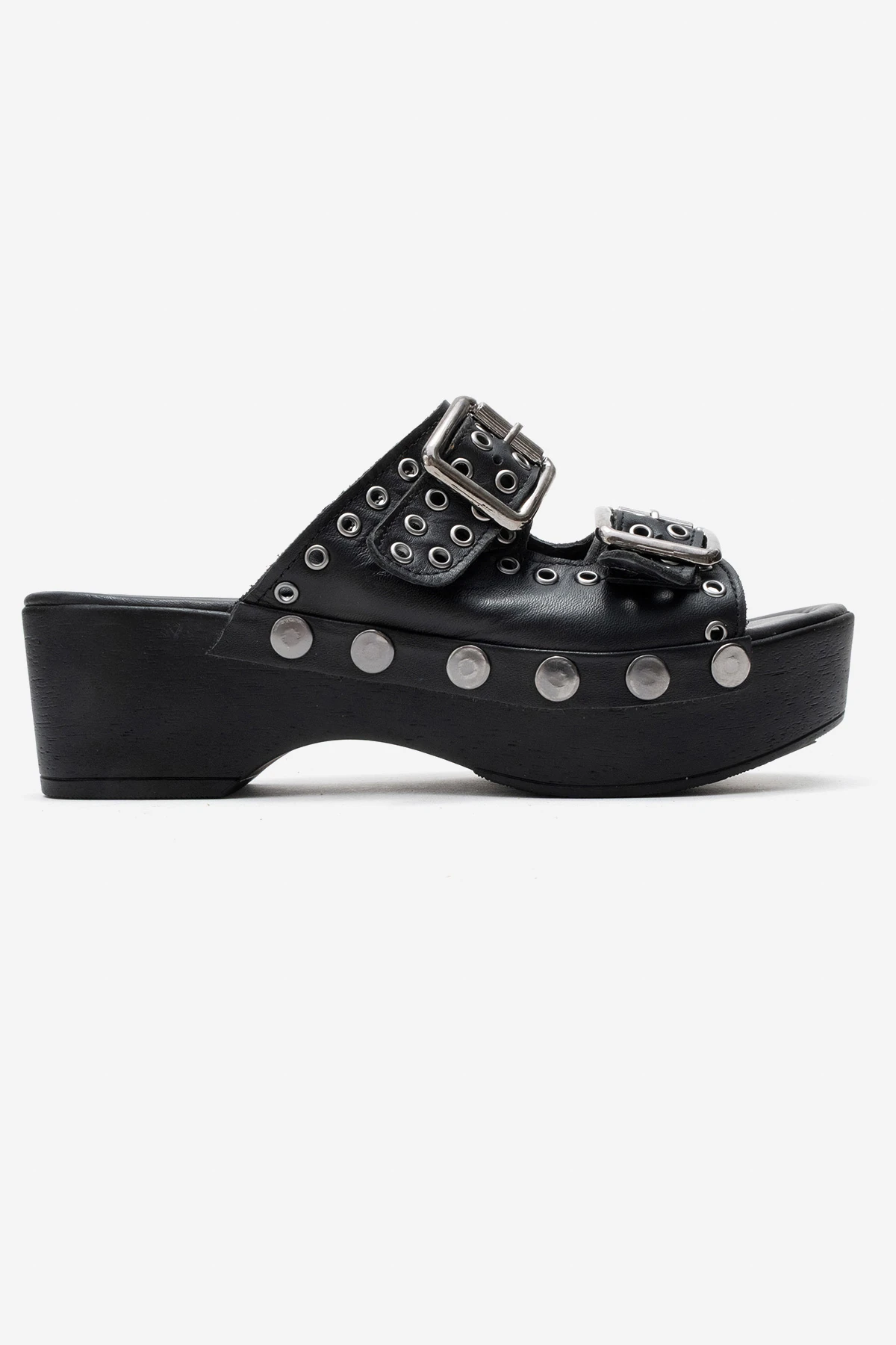 Sandira Kadın Deri Takunya Sandalet Siyah