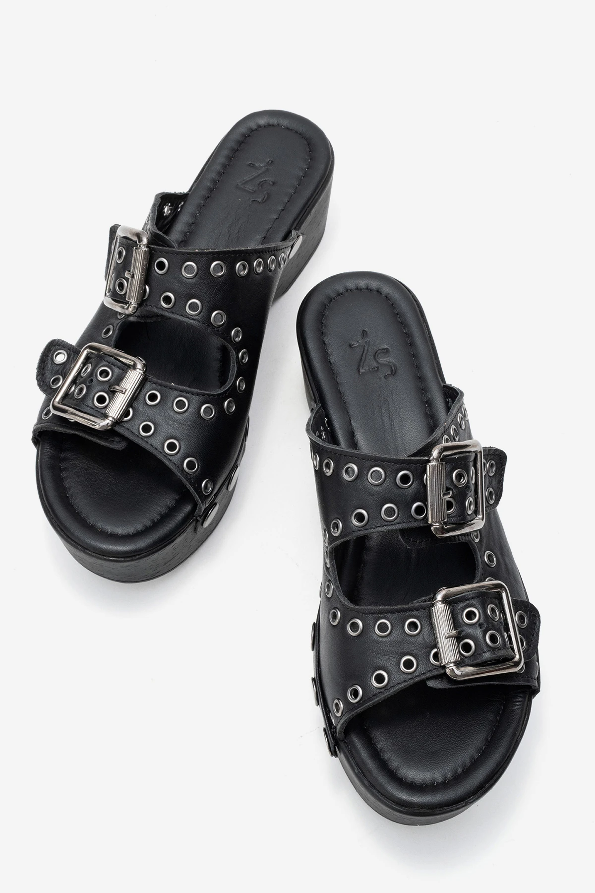 Sandira Kadın Deri Takunya Sandalet Siyah