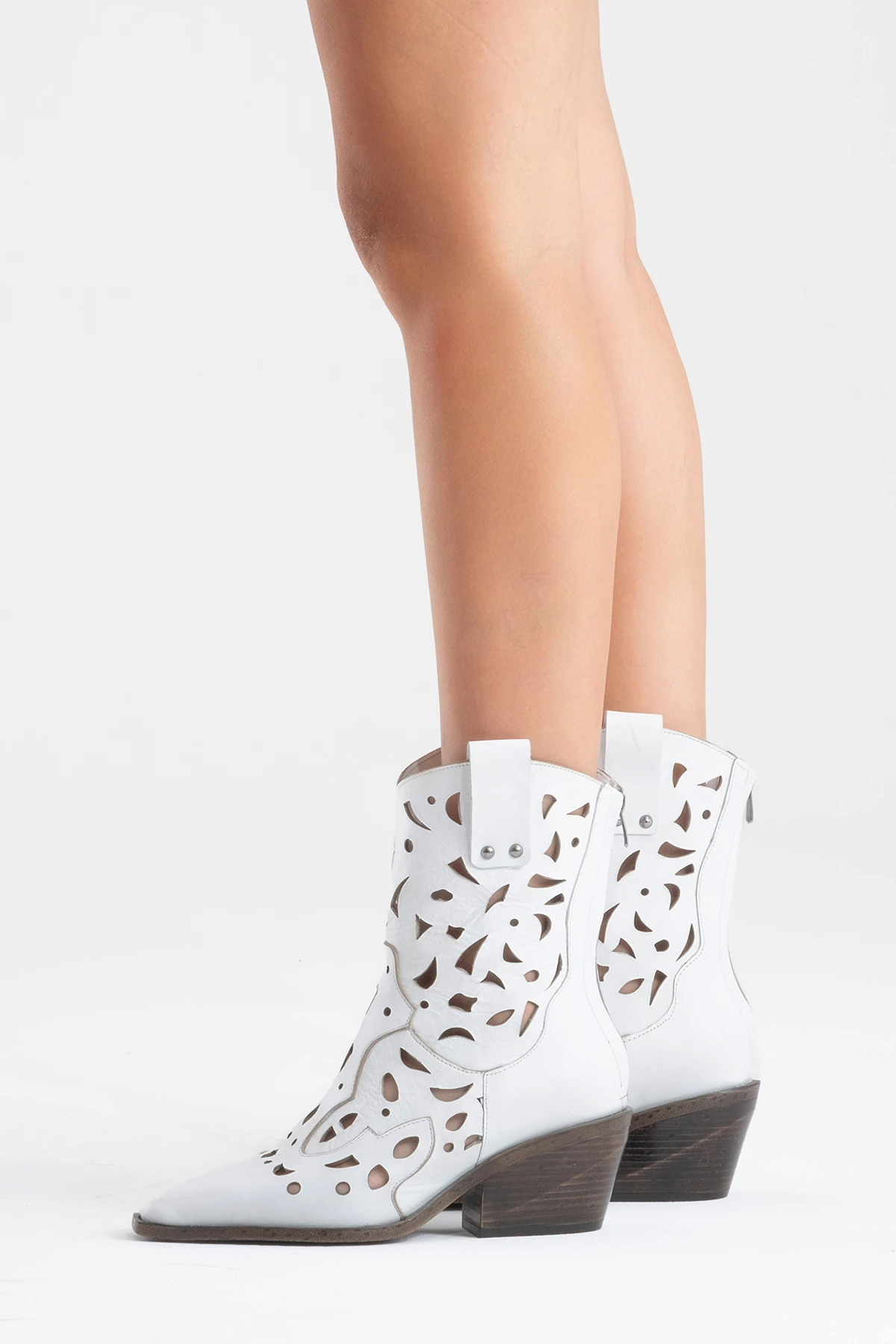 Heydelin Kadın Hakiki Deri Beyaz Western Bot