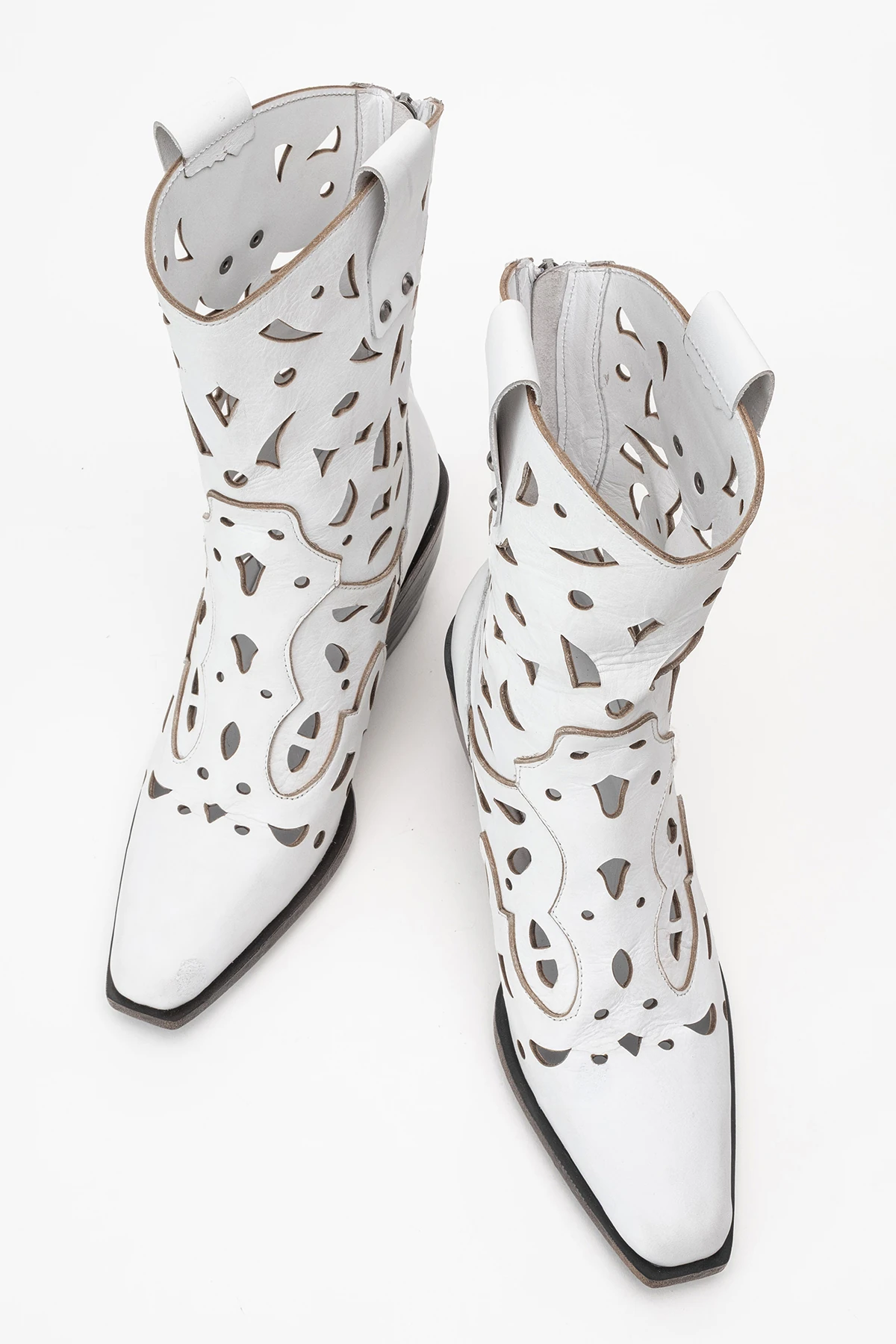 Heydelin Kadın Hakiki Deri Beyaz Western Bot