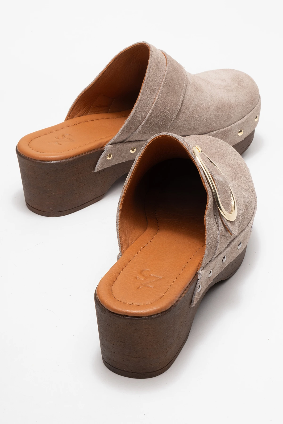 Sylive Kadın Deri Takunya Terlik Vizon Süet