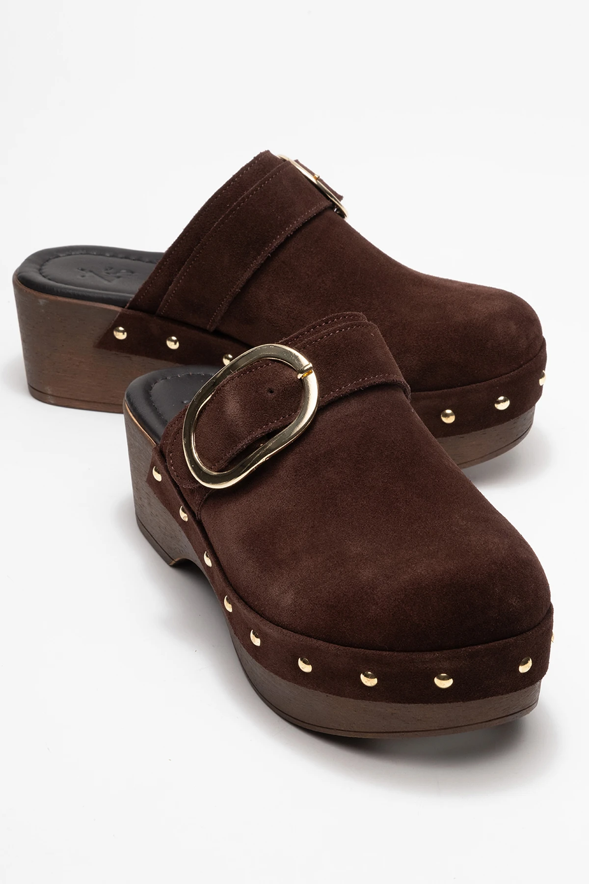 Sylive Kadın Deri Takunya Terlik Kahve Süet