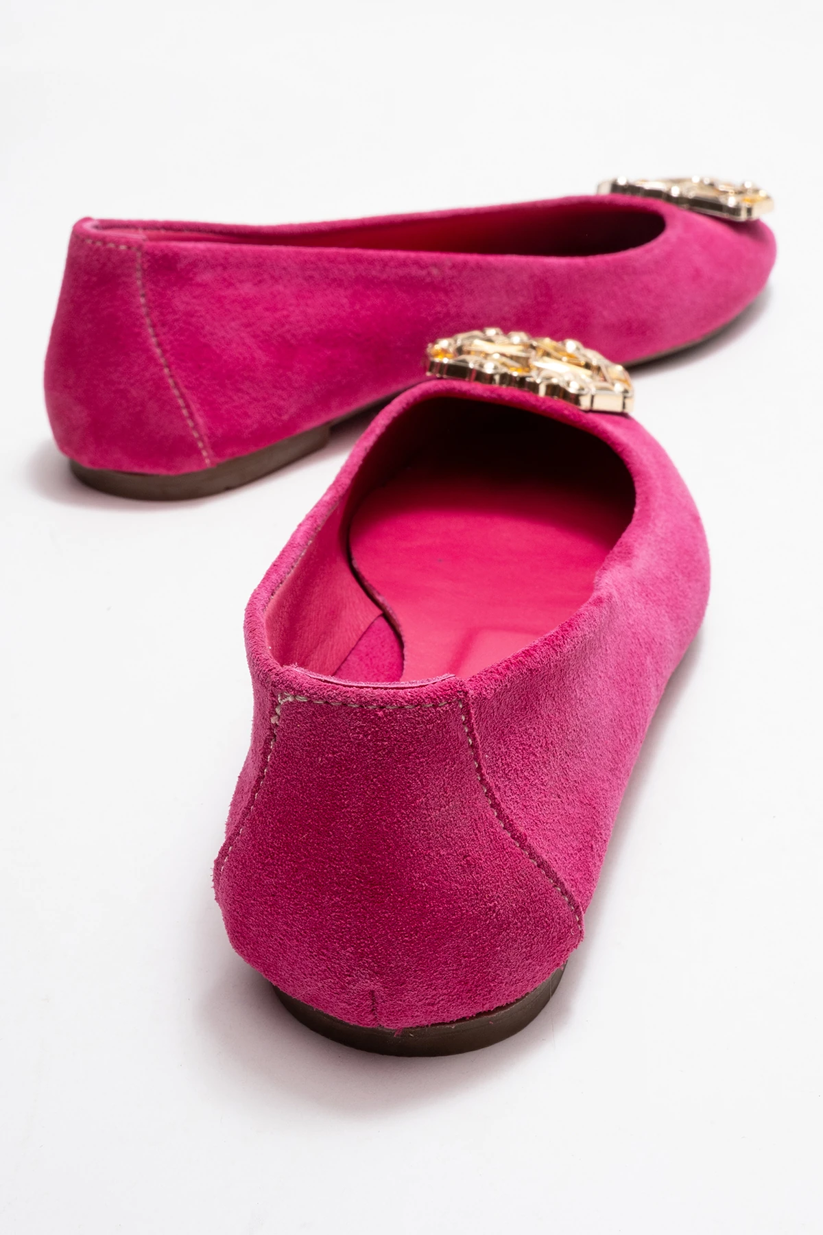 Torselel Kadın Deri Babet Fuşya Süet