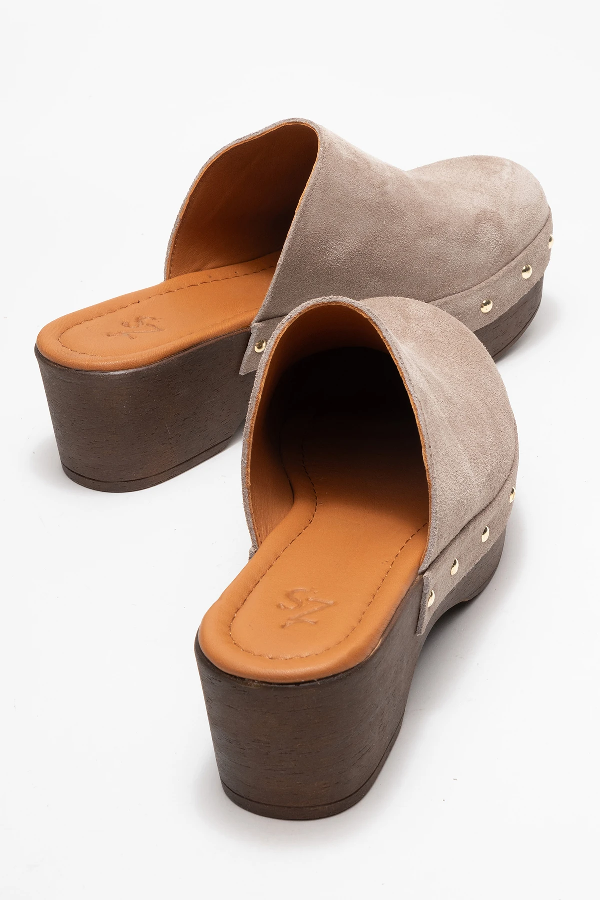 Serviola Kadın Deri Takunya Sandalet Vizon Süet